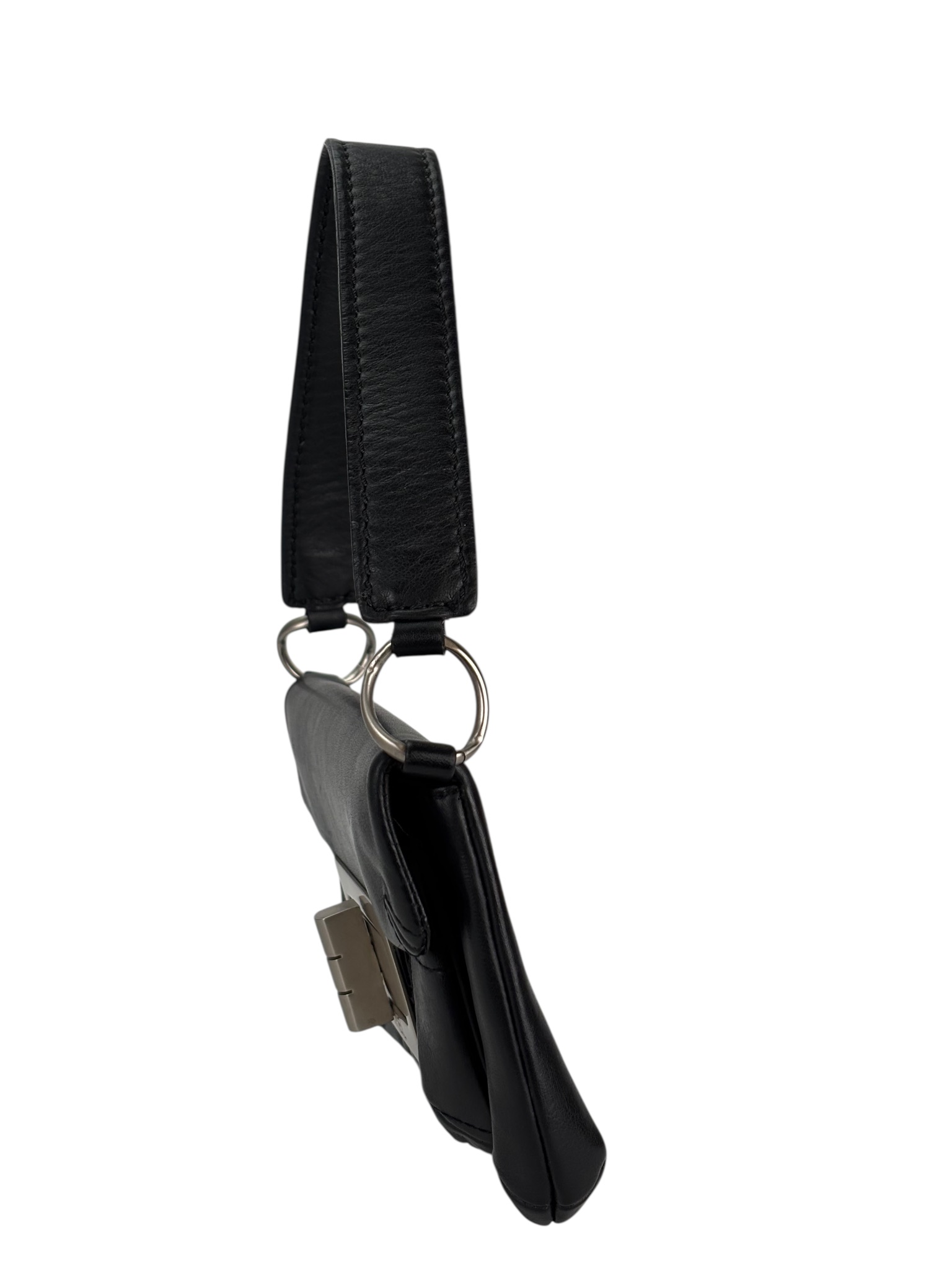 CHANEL - Black Lambskin Chocolate Bar Shoulder Bag Silver Hardware