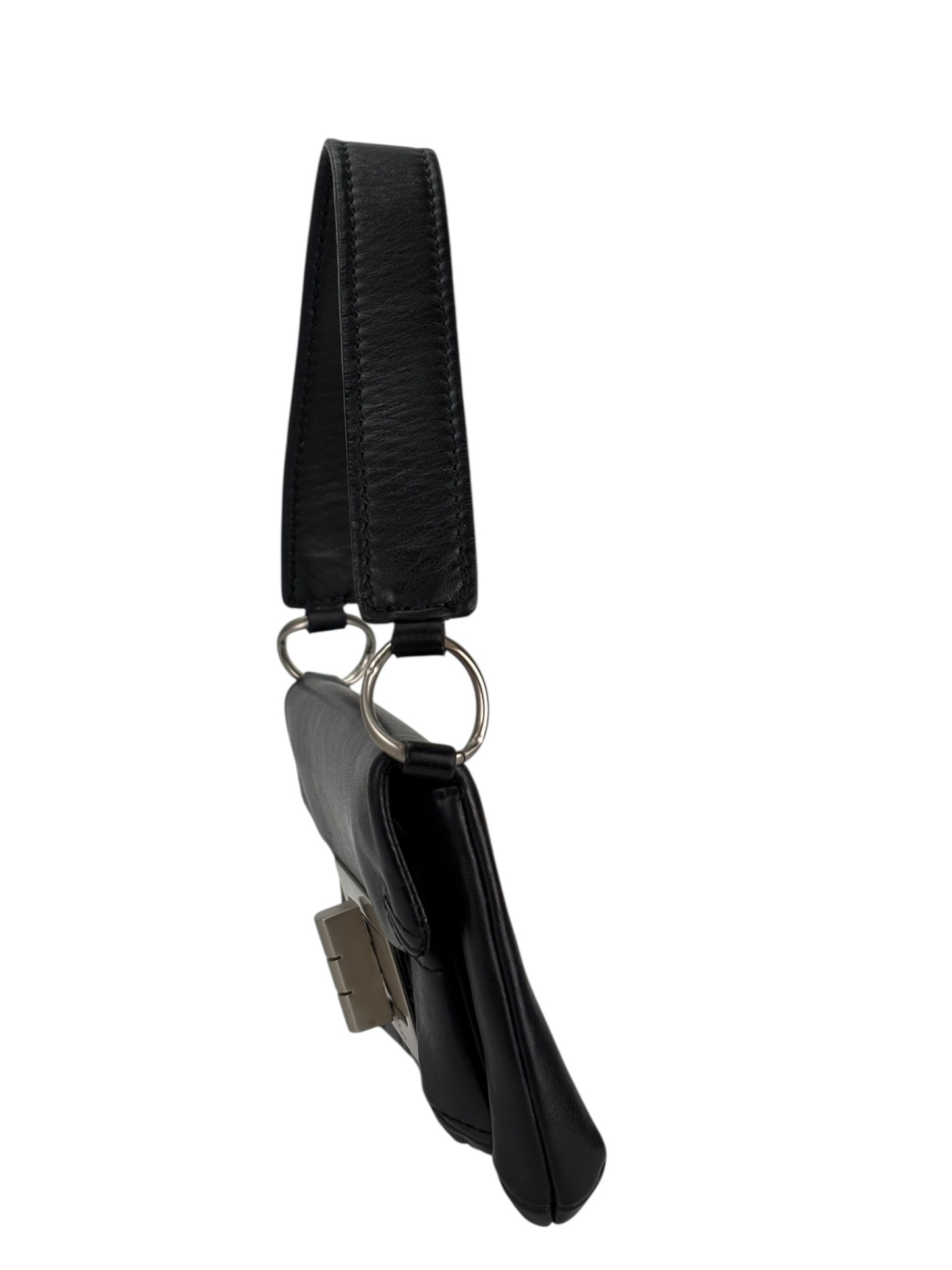 CHANEL - Black Lambskin Chocolate Bar Shoulder Bag Silver Hardware