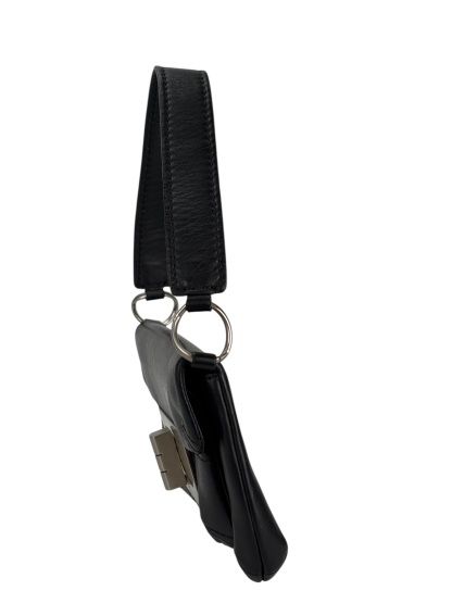 CHANEL - Black Lambskin Chocolate Bar Shoulder Bag Silver Hardware