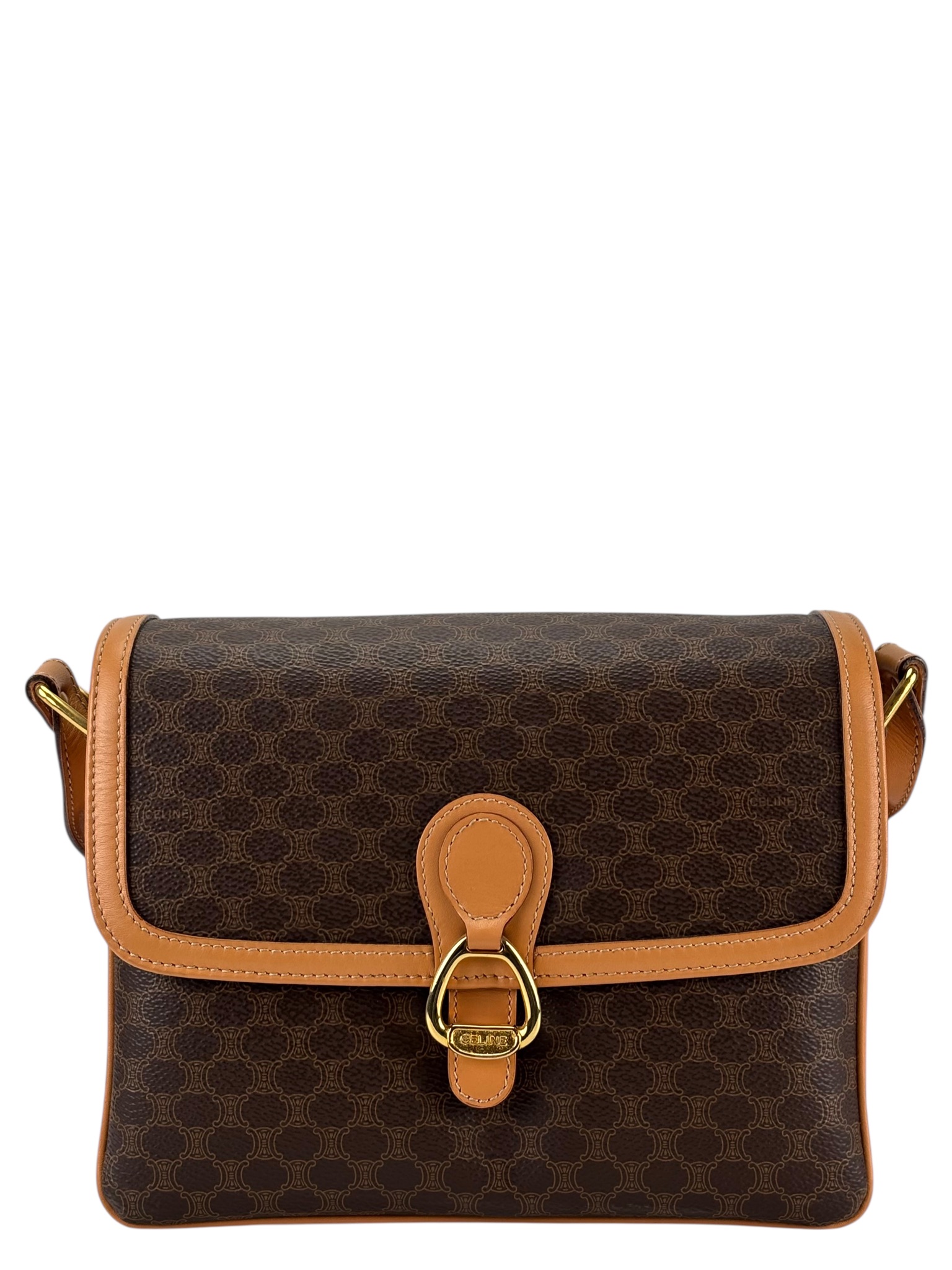 CELINE - Macadam PVC Shoulder Bag Brown