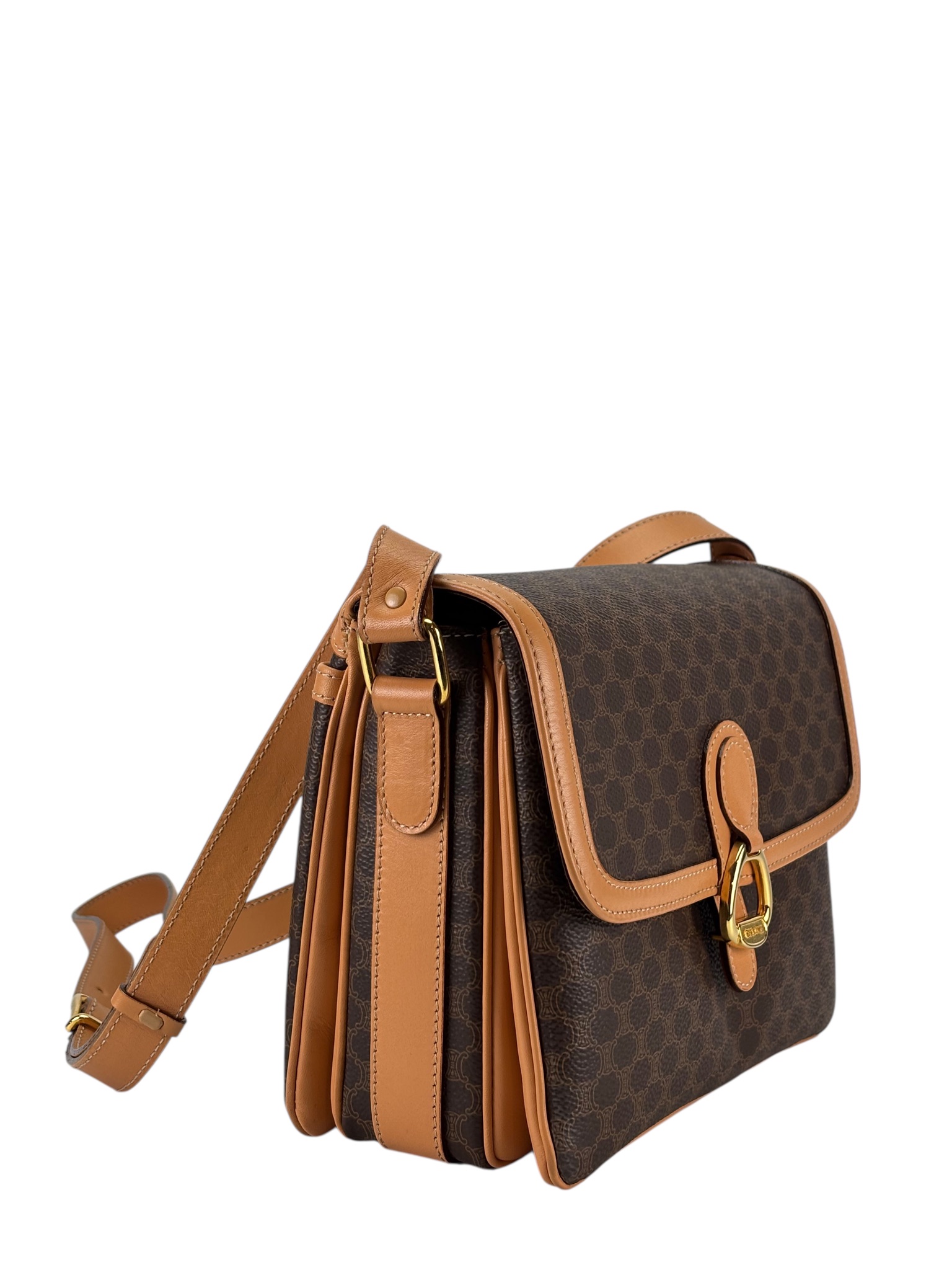 CELINE - Macadam PVC Shoulder Bag Brown