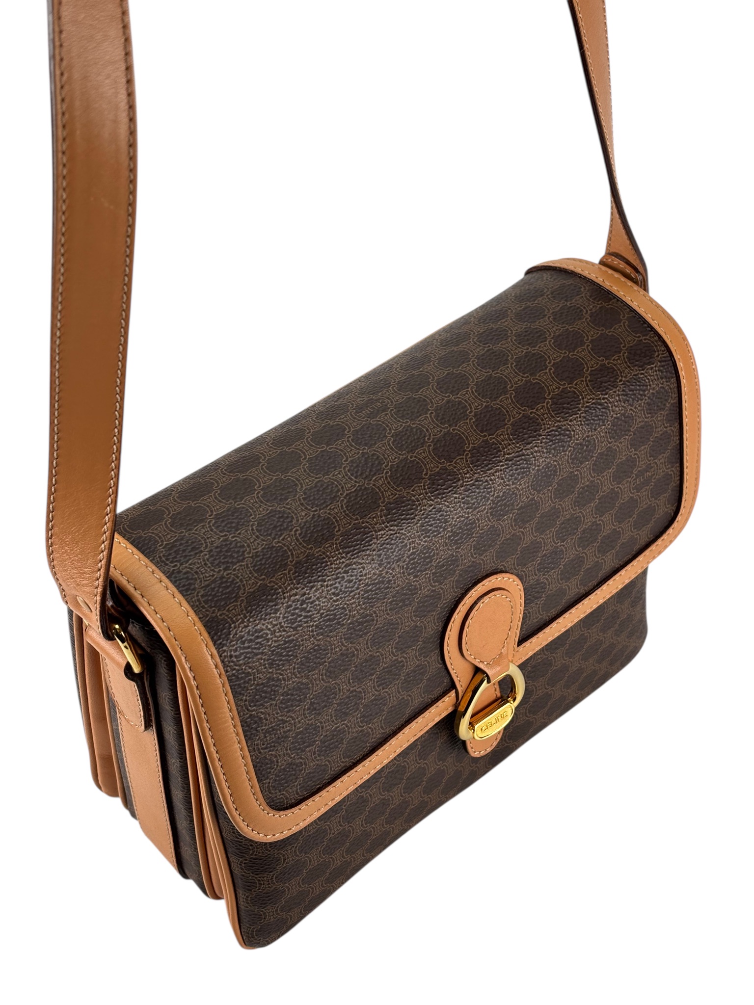 CELINE - Macadam PVC Shoulder Bag Brown