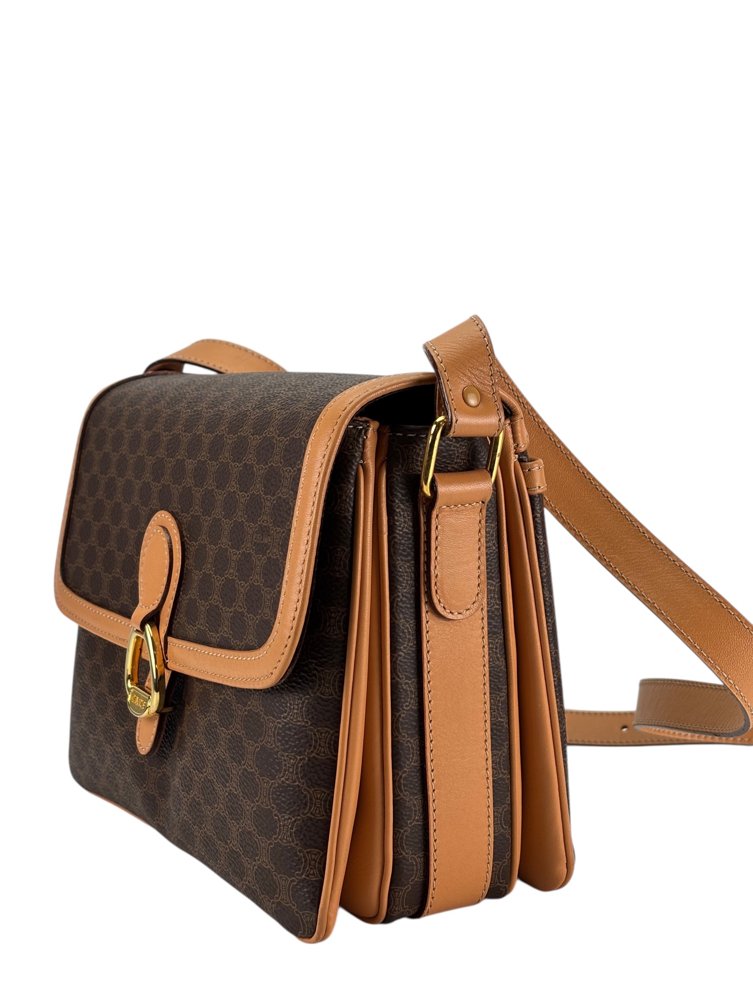 CELINE - Macadam PVC Shoulder Bag Brown