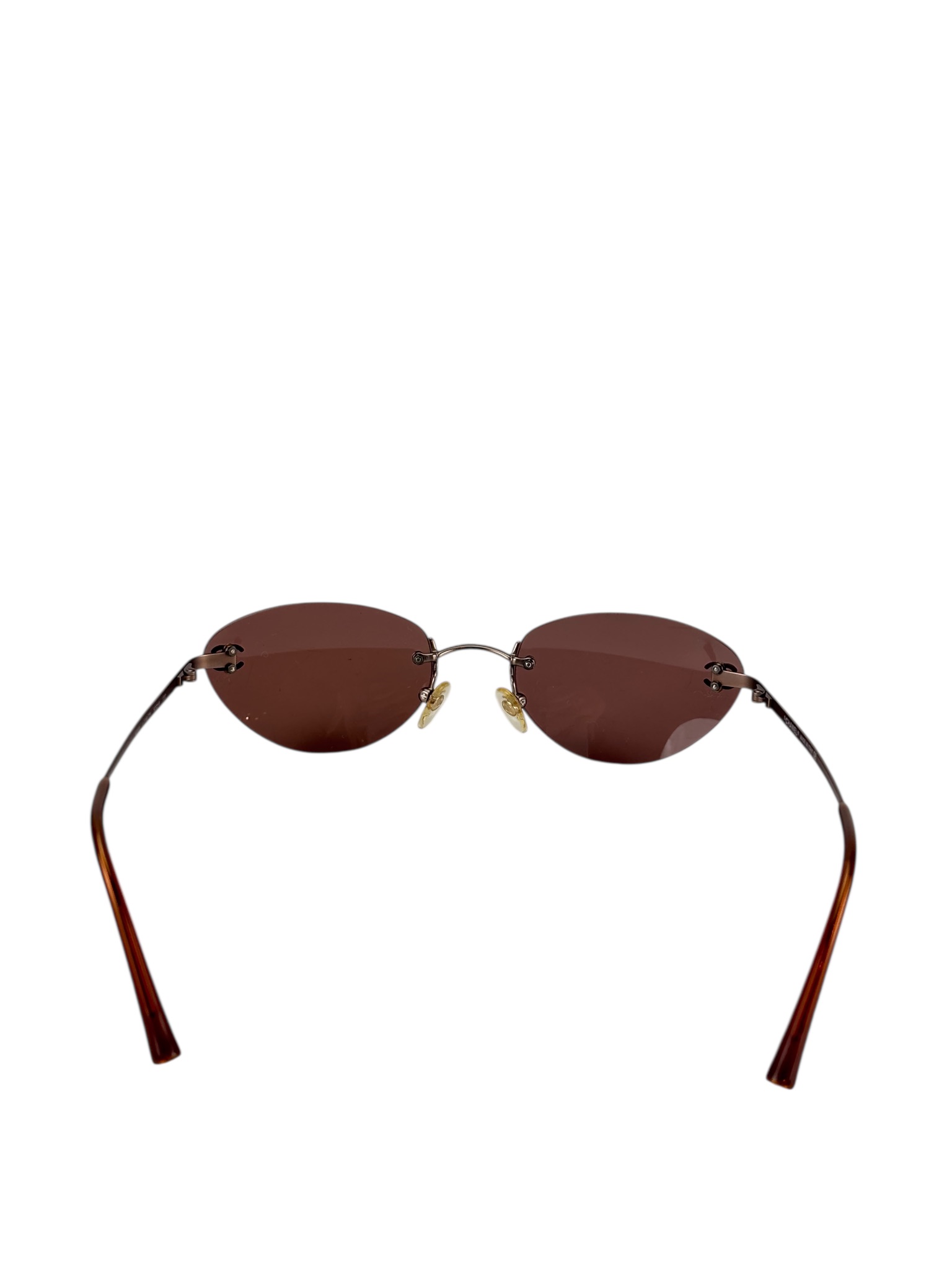 CHANEL - Rimless Double C Iridescent Oval Sunglasses in BROWN