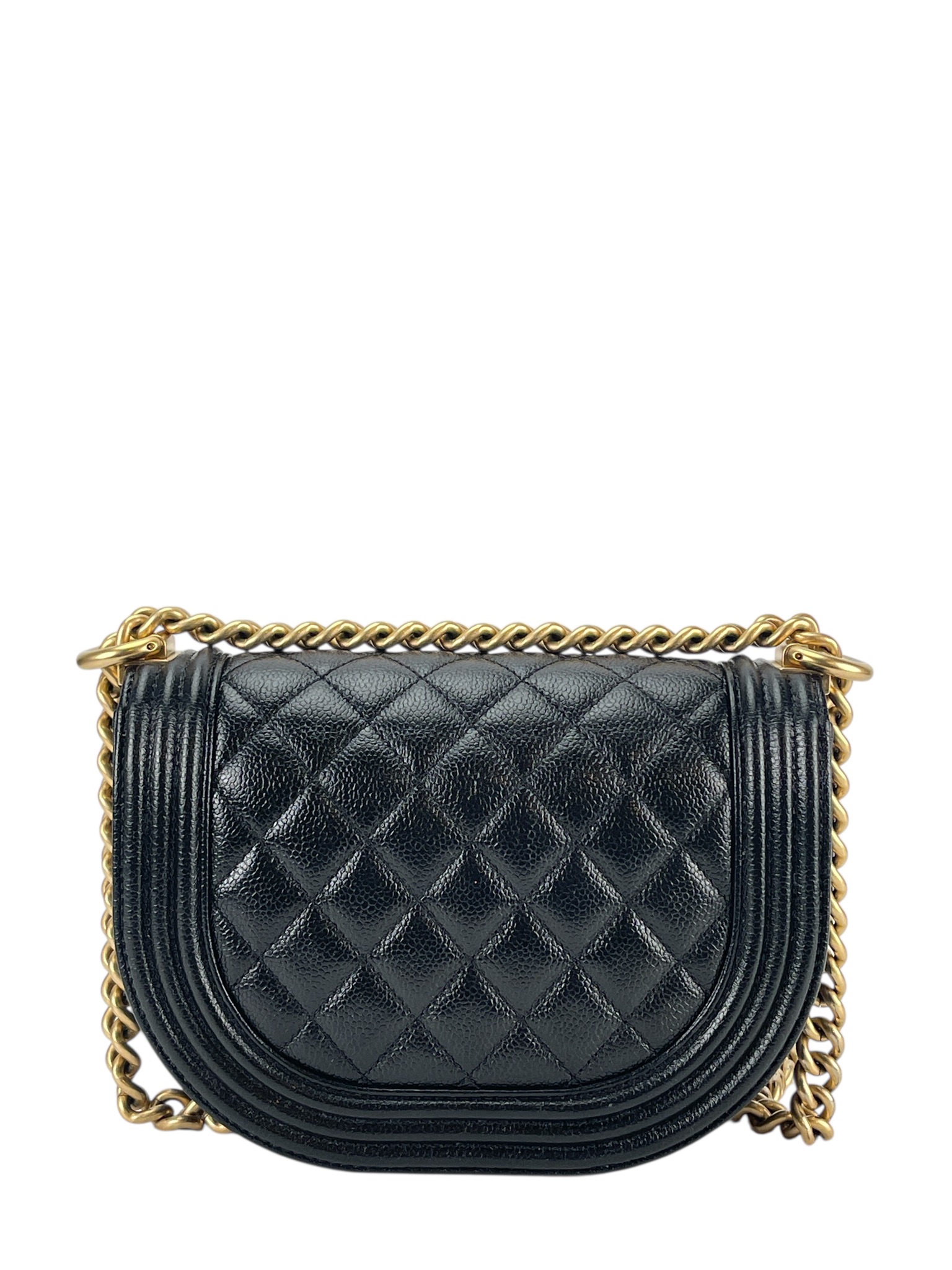 CHANEL - Caviar Quilted Small Boy Messenger Bag Black