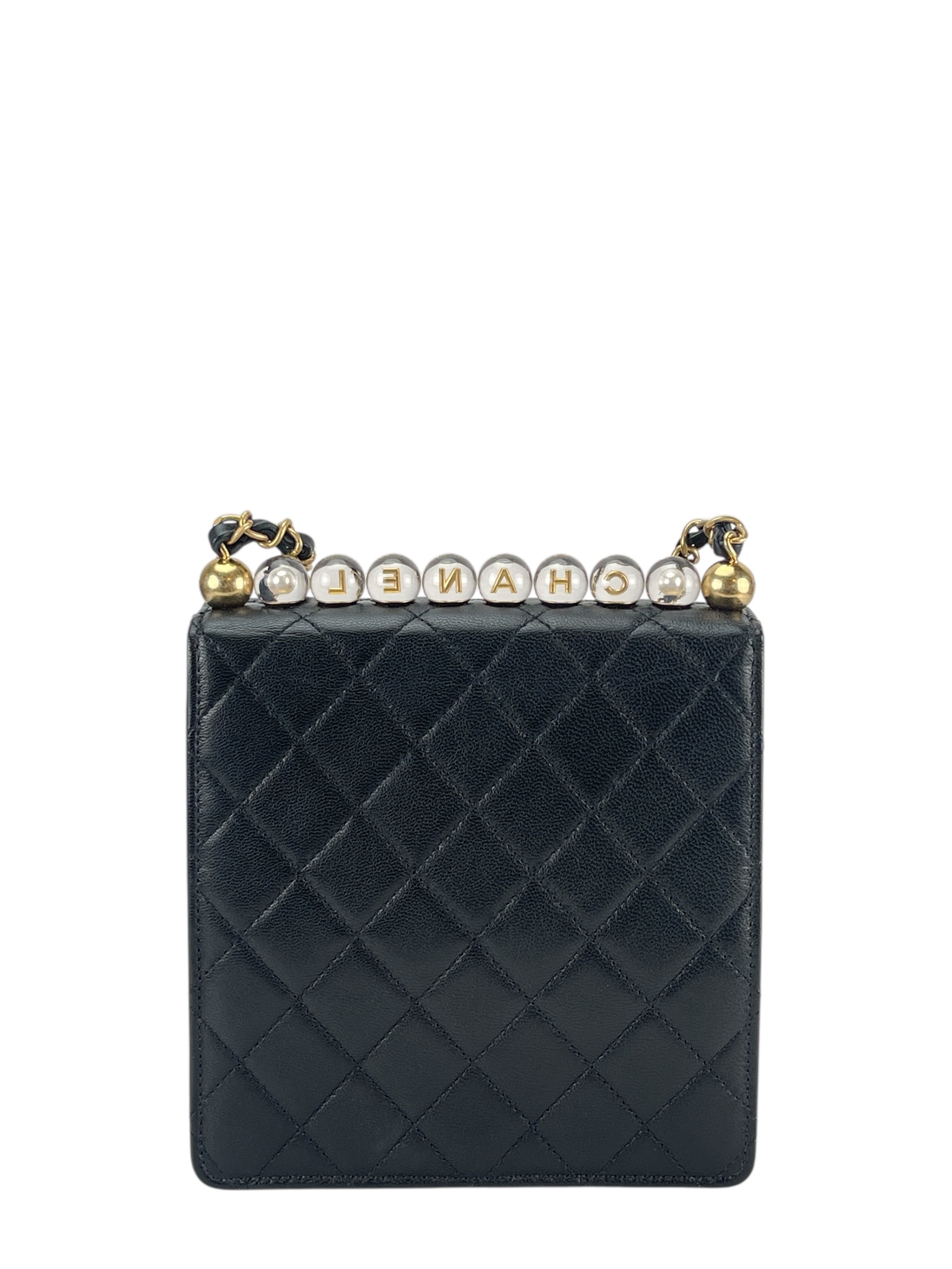 CHANEL - Lambskin Quilted Small Chic Pearls Flap Bag Black