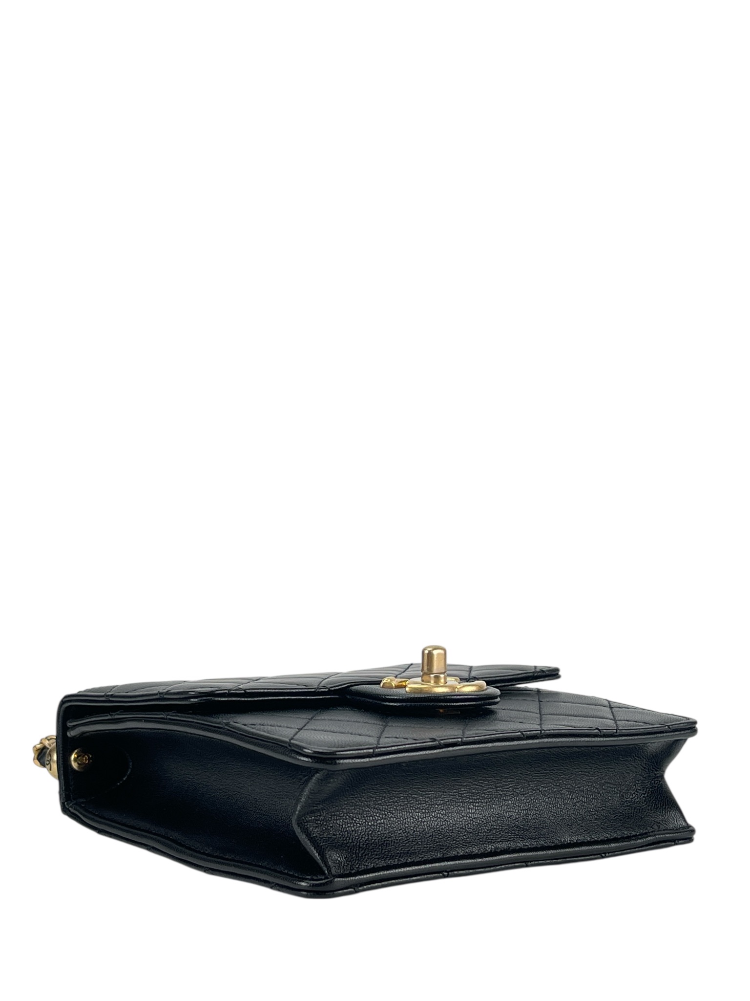 CHANEL - Lambskin Quilted Small Chic Pearls Flap Bag Black