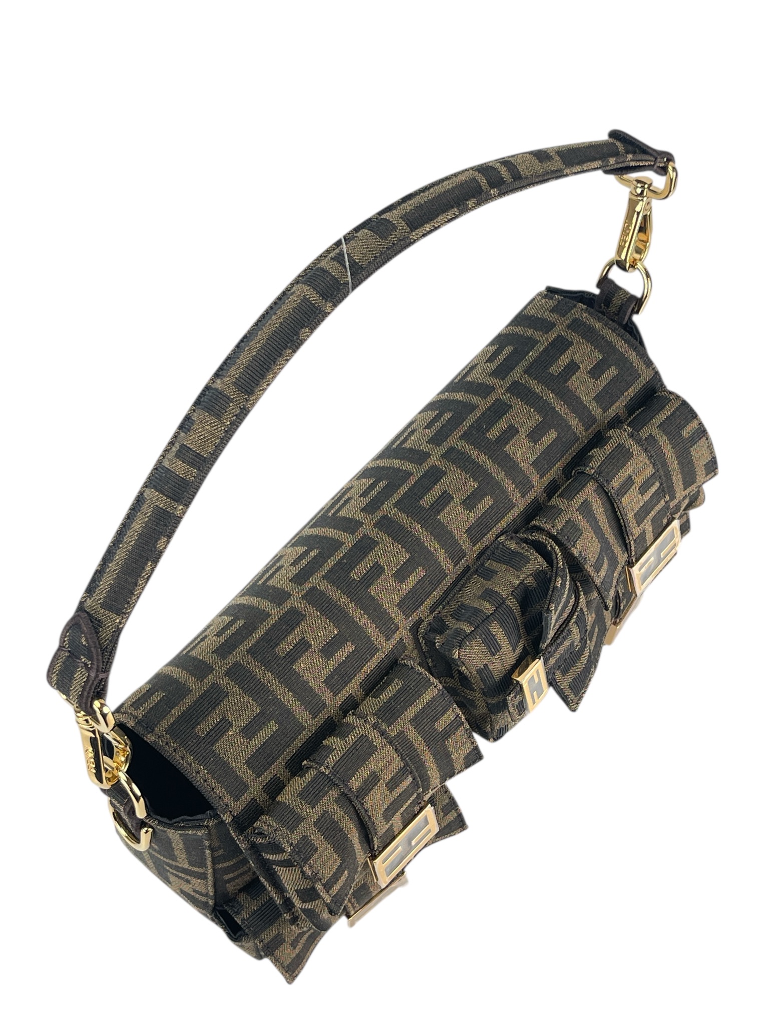 FENDI - Fabric Jacquard FF 1974 Multipocket Baguette Tobacco Moro