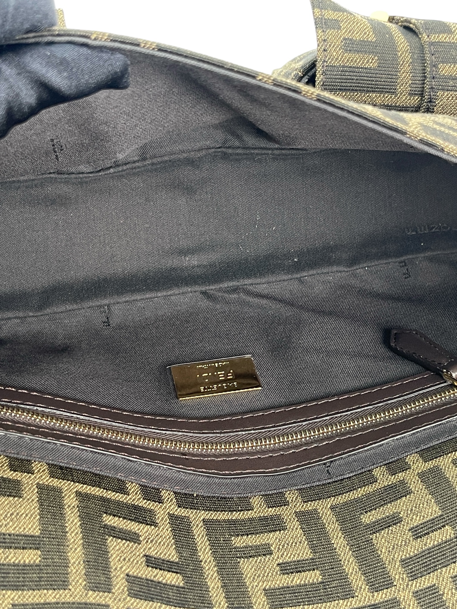 FENDI - Fabric Jacquard FF 1974 Multipocket Baguette Tobacco Moro