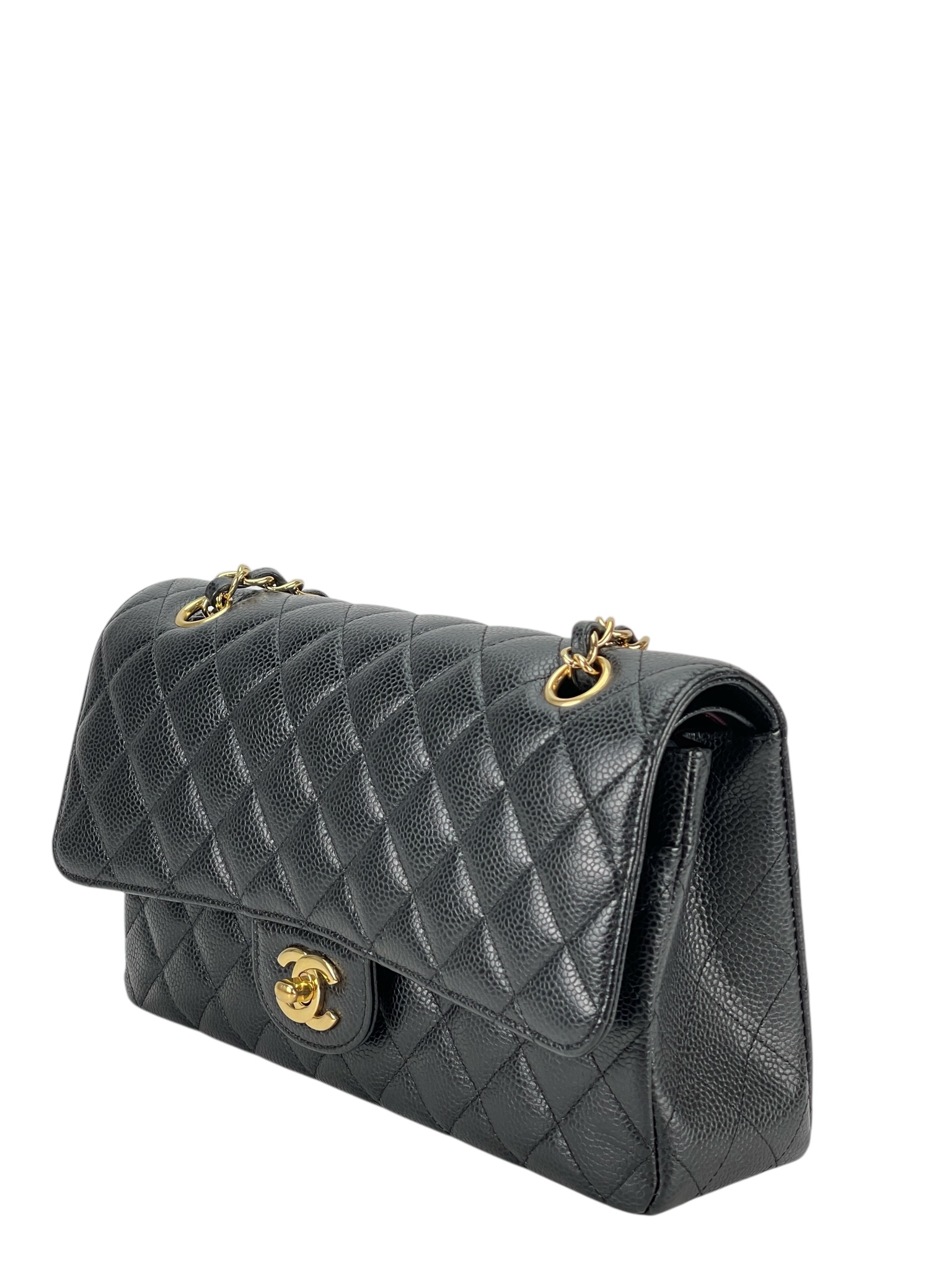 CHANEL - Medium Classic Double Flap Bag Black Caviar Gold Hardware (CF25)
