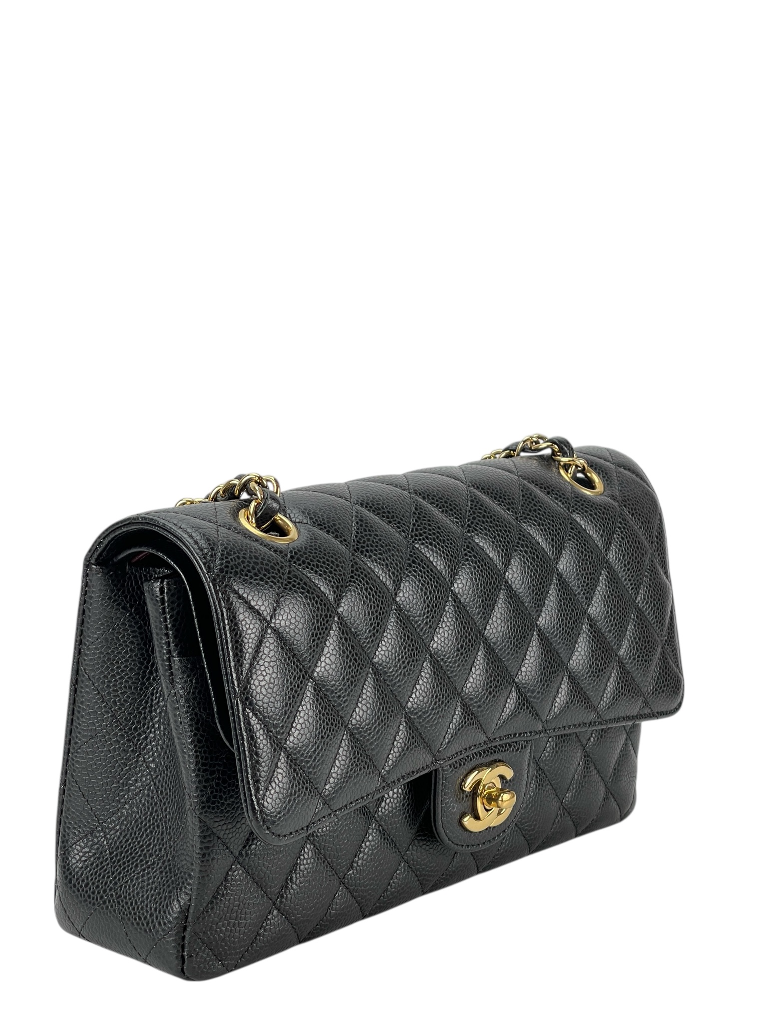 CHANEL - Medium Classic Double Flap Bag Black Caviar Gold Hardware (CF25)