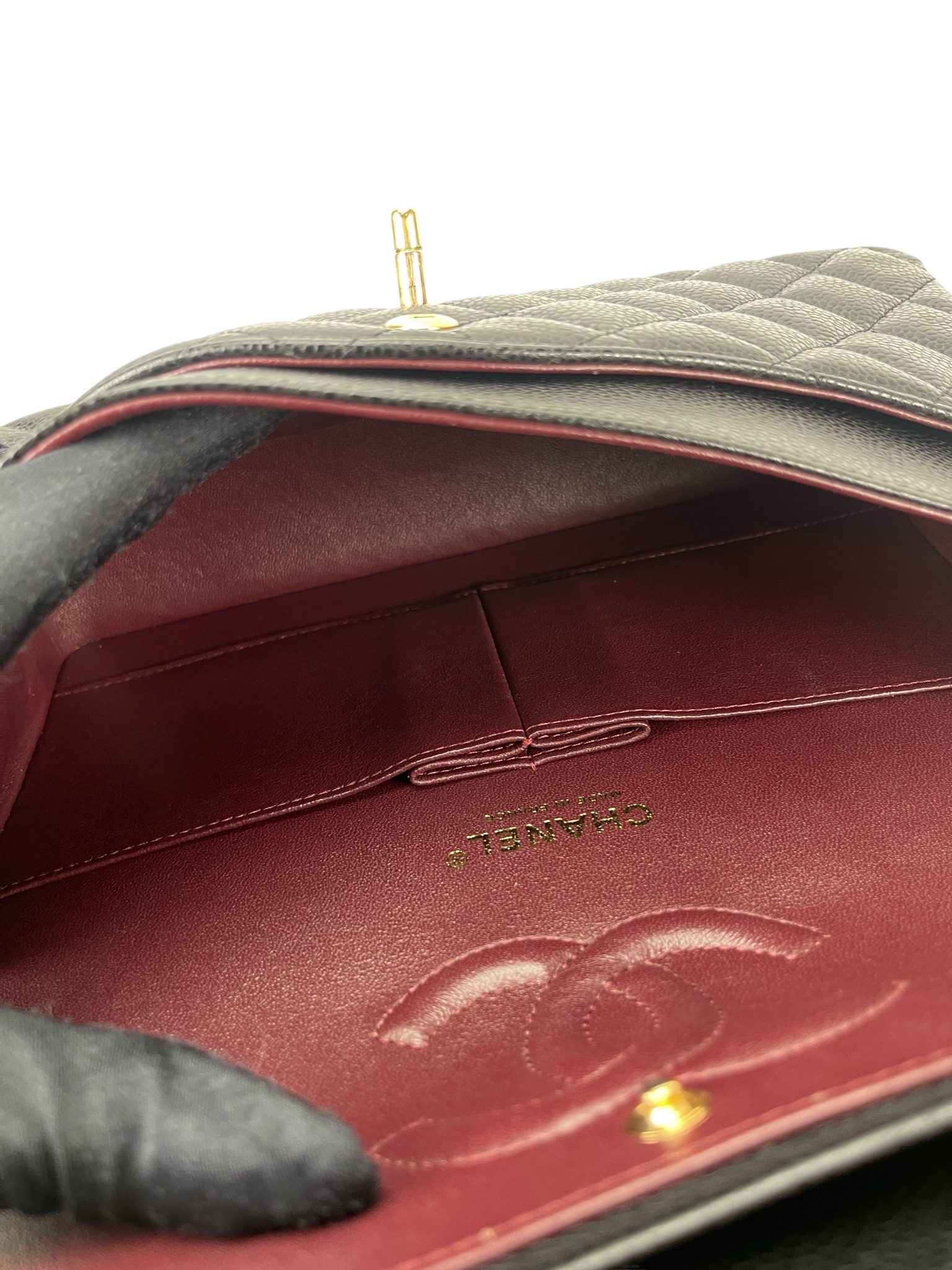 CHANEL - Medium Classic Double Flap Bag Black Caviar Gold Hardware (CF25)