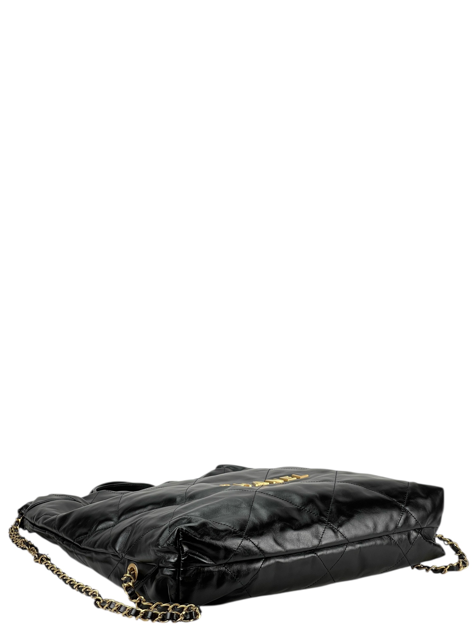 CHANEL - 22 Backpack Black Calfskin Gold Hardware 