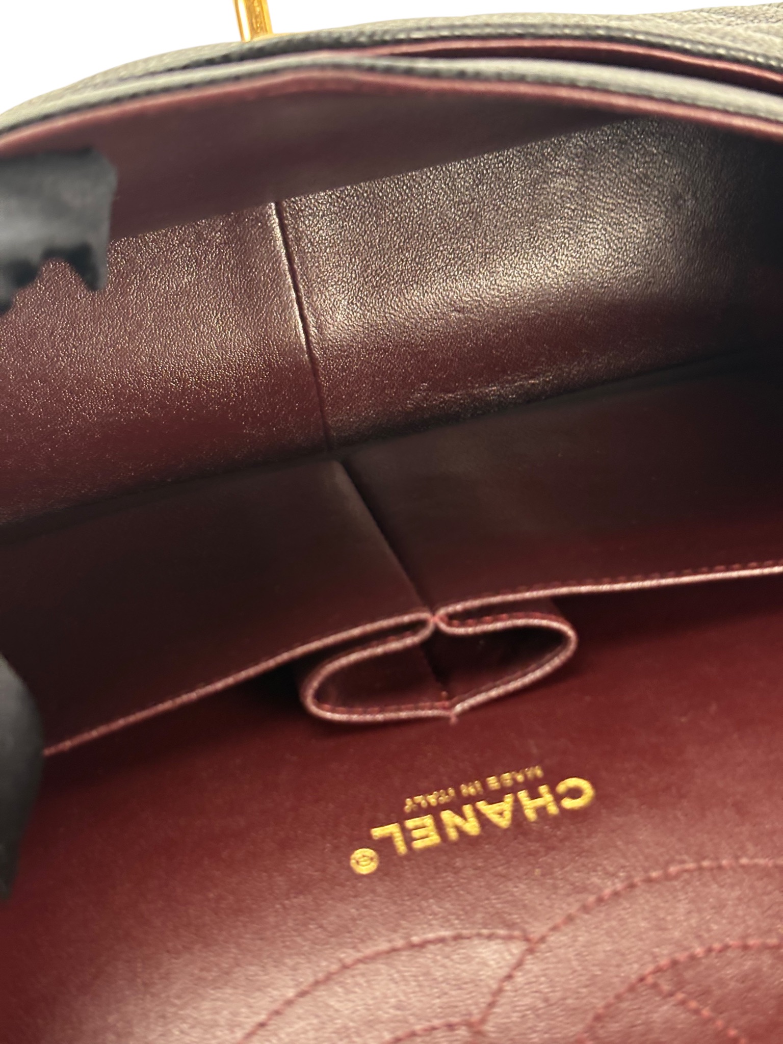 CHANEL - Black Caviar Coco Mark Matelasse Double Flap Chain Bag (CF30)