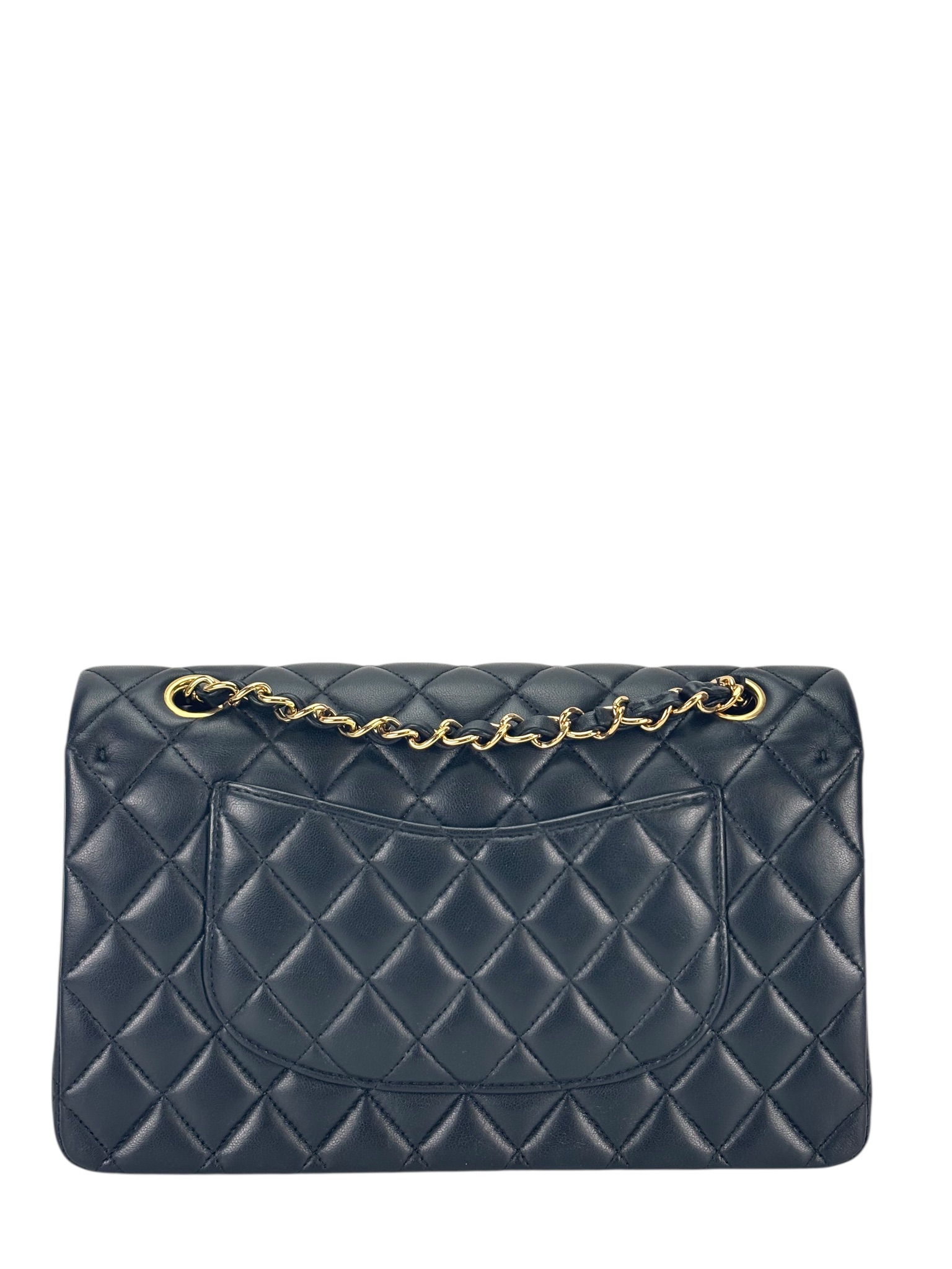 CHANEL - Medium Classic Double Flap Bag Black Lambskin Gold Hardware (CF25)