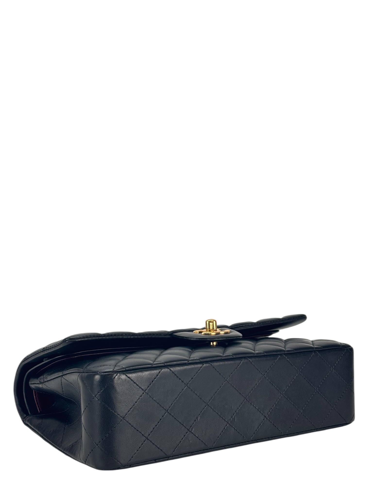CHANEL - Medium Classic Double Flap Bag Black Lambskin Gold Hardware (CF25)