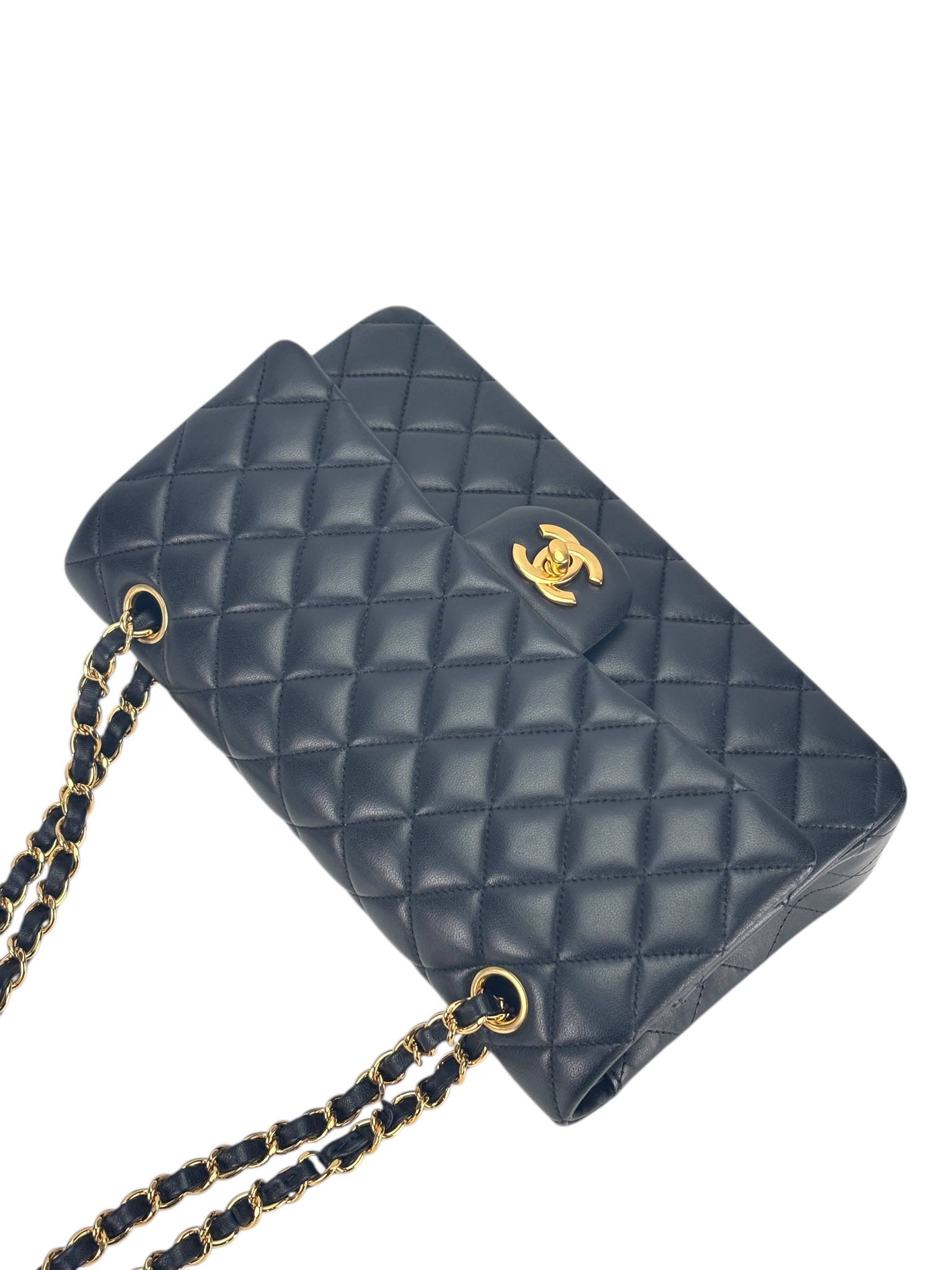 CHANEL - Medium Classic Double Flap Bag Black Lambskin Gold Hardware (CF25)