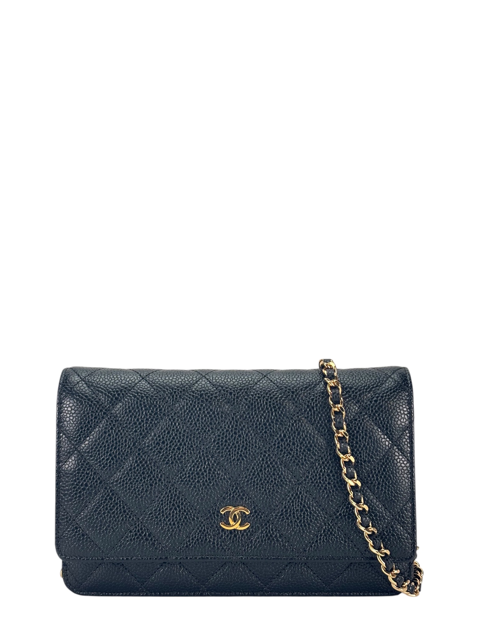 CHANEL - Black Caviar Wallet On Chain Gold-Tone Metal (WOC)