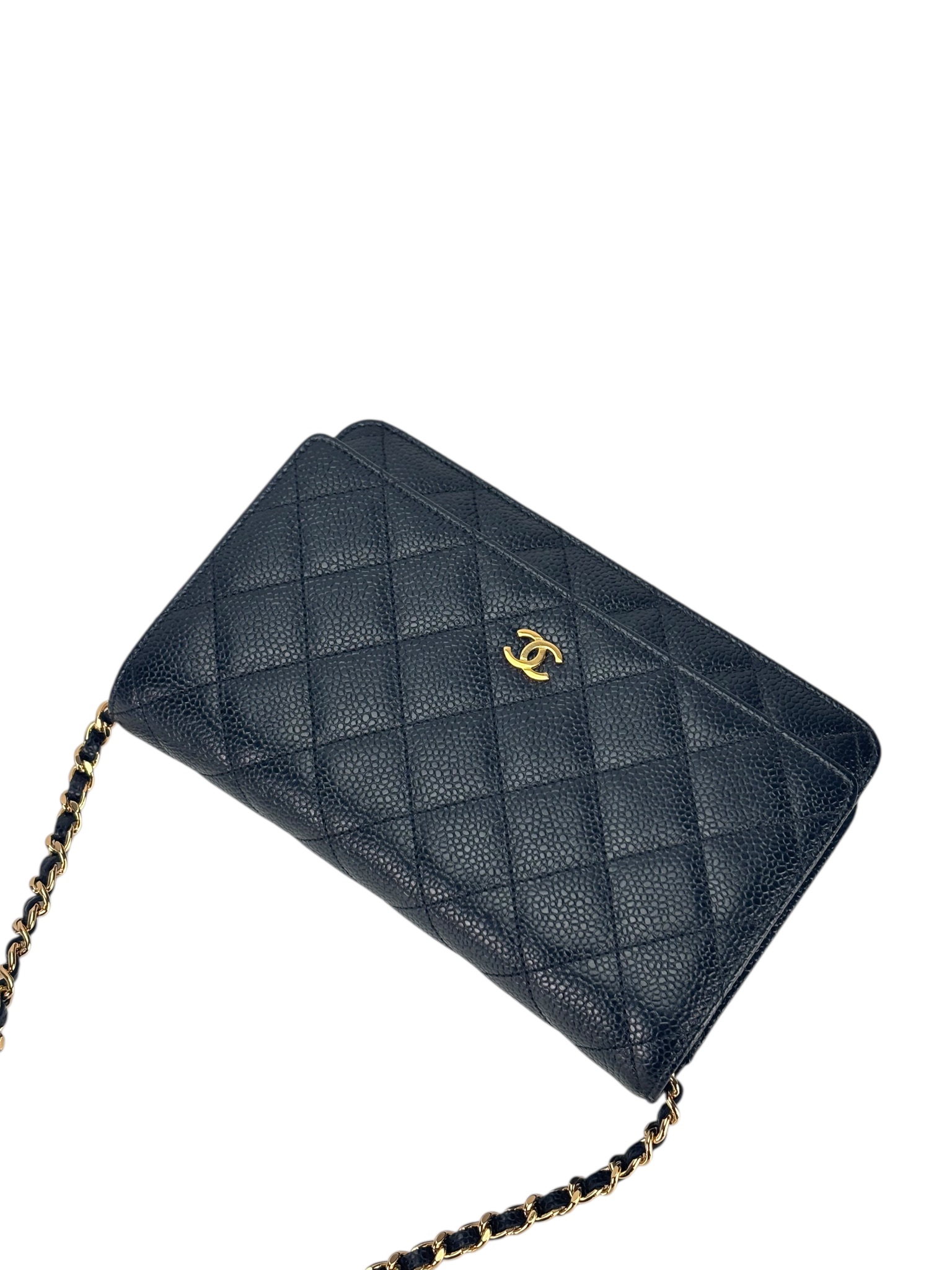 CHANEL - Black Caviar Wallet On Chain Gold-Tone Metal (WOC)