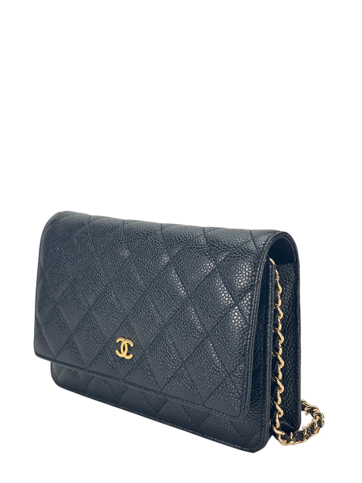 CHANEL - Black Caviar Wallet On Chain Gold-Tone Metal (WOC)