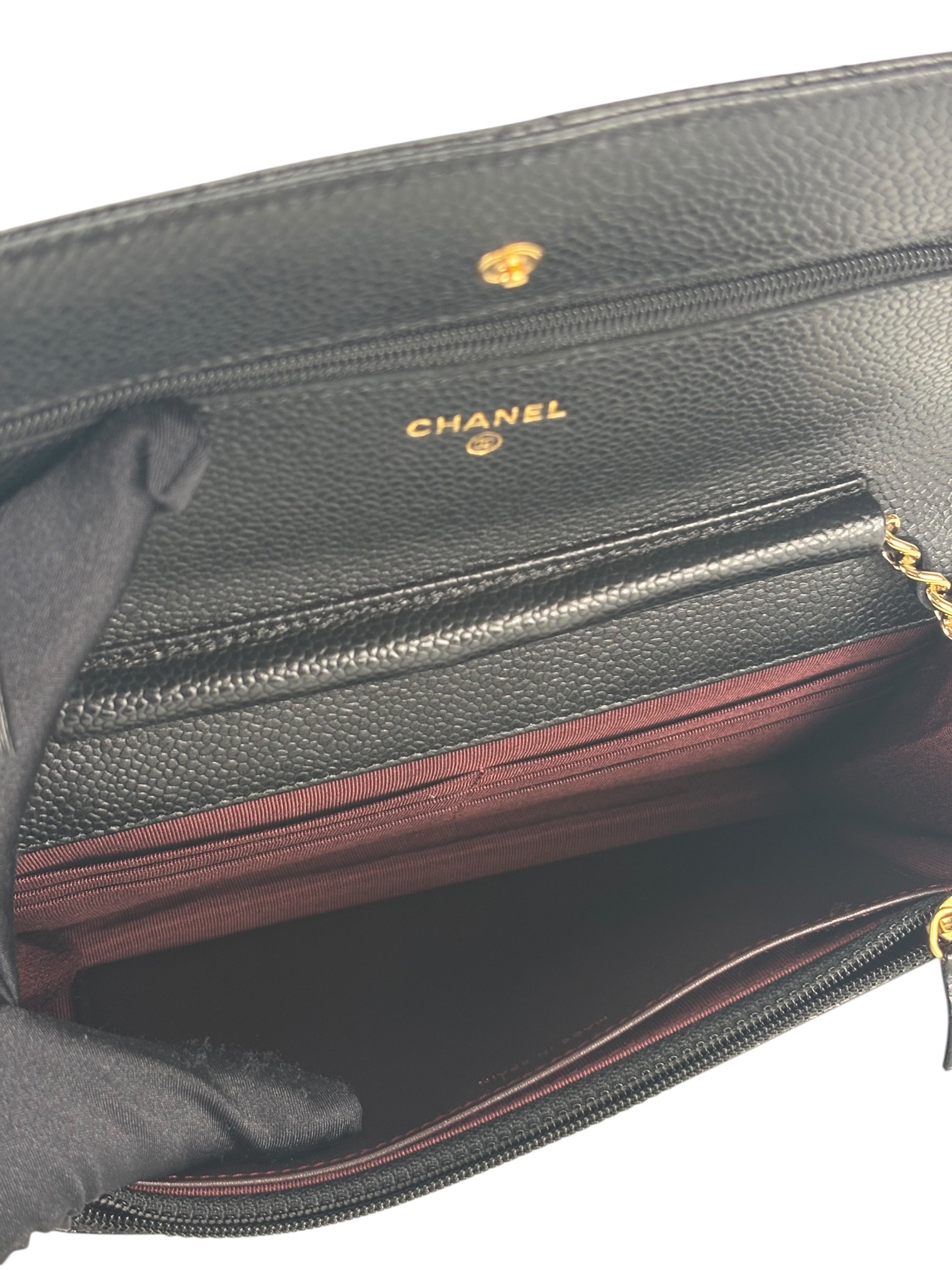 CHANEL - Black Caviar Wallet On Chain Gold-Tone Metal (WOC)
