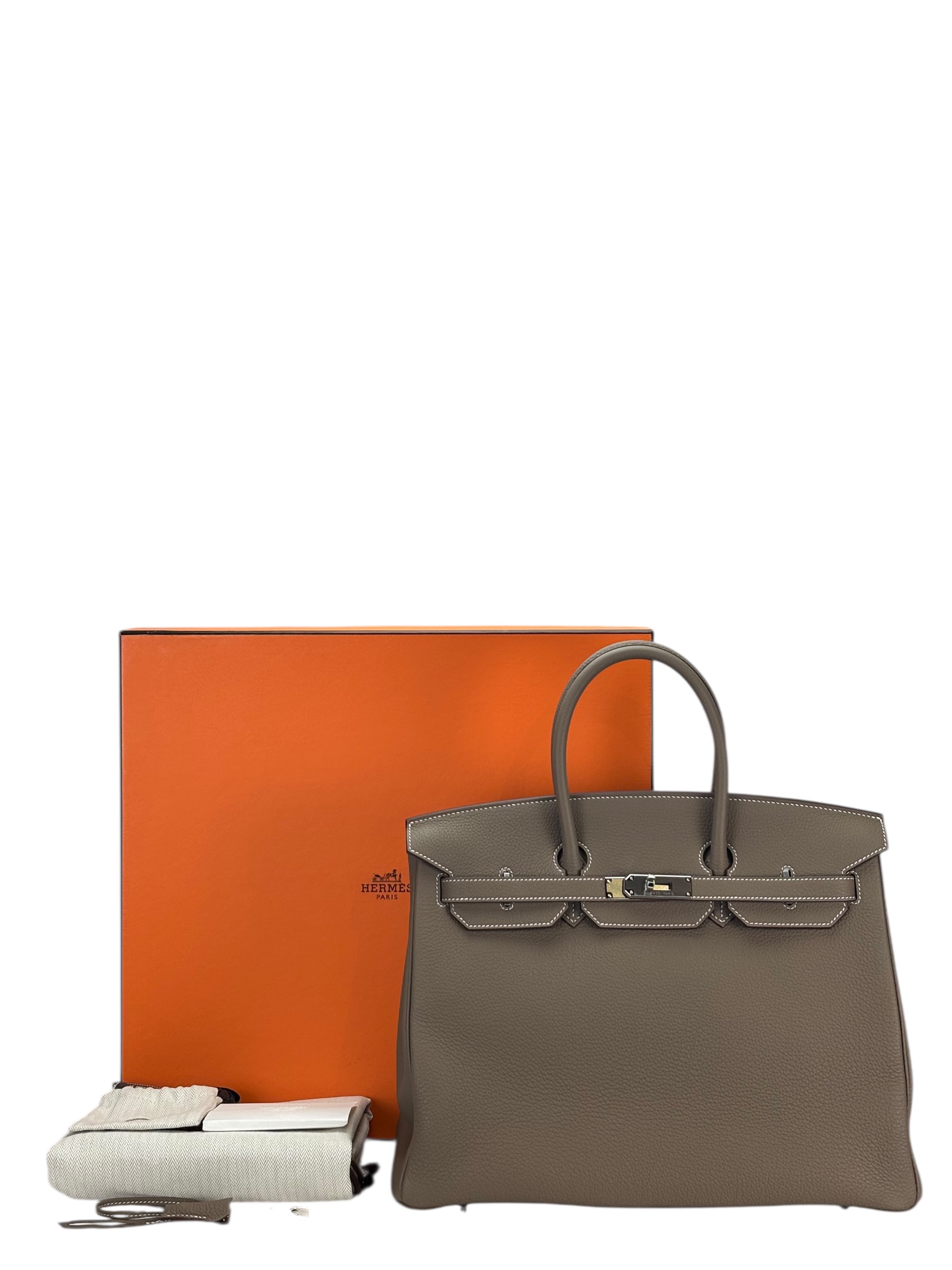 HERMES - Birkin 35 Etoupe Togo Palladium Hardware 