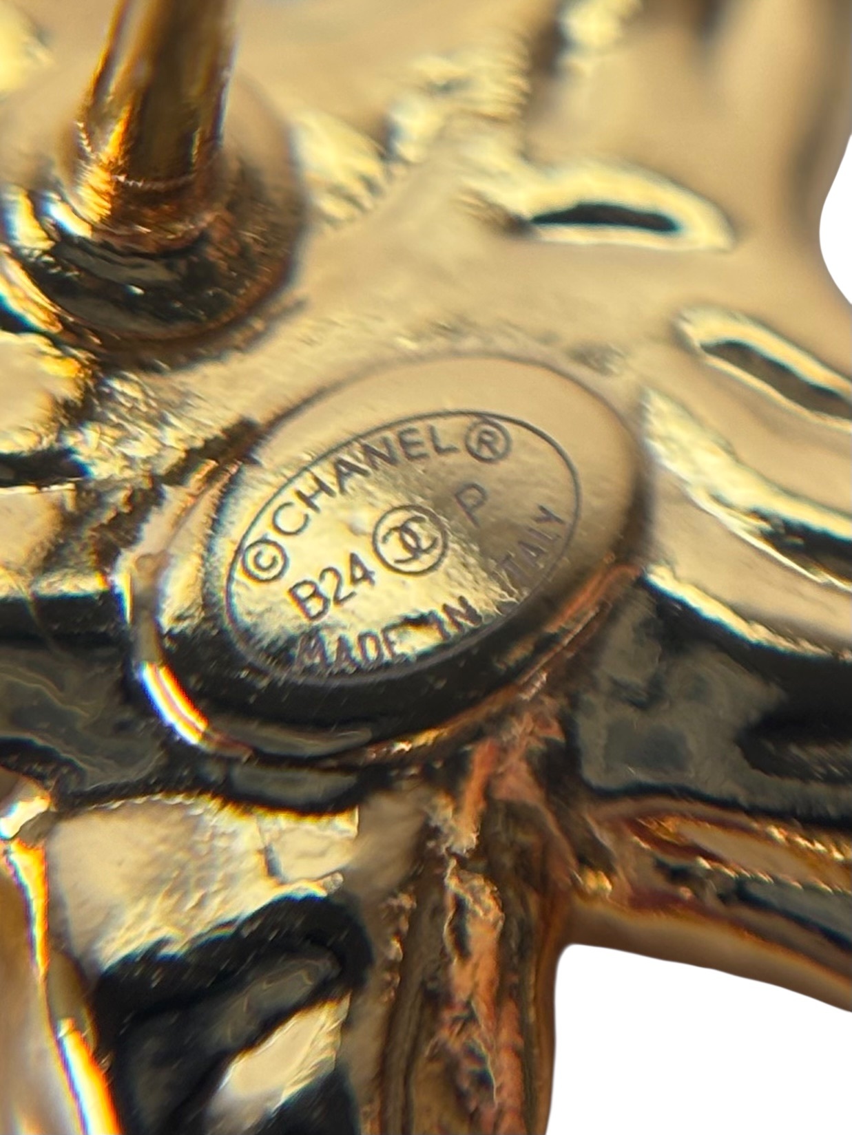 CHANEL - 24P Black Gold Star Coco Mark Earrings 