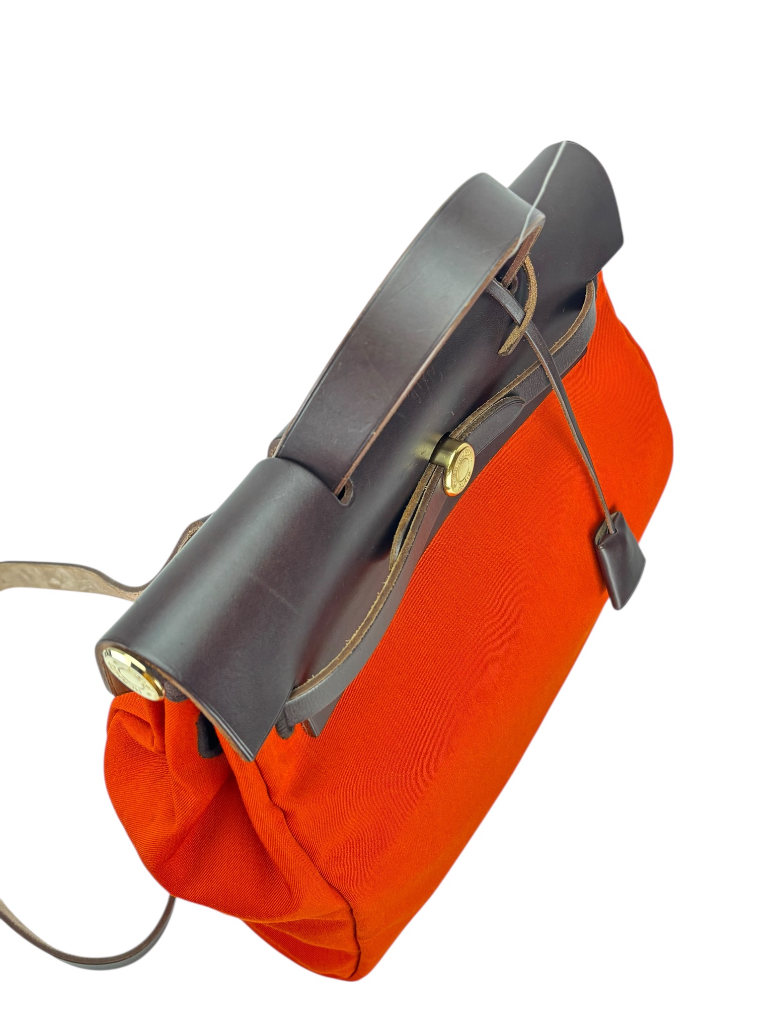HERMES - Herbag Zip 31 (PM) Orange Red Airbag Addo Backpack Gold Hardware