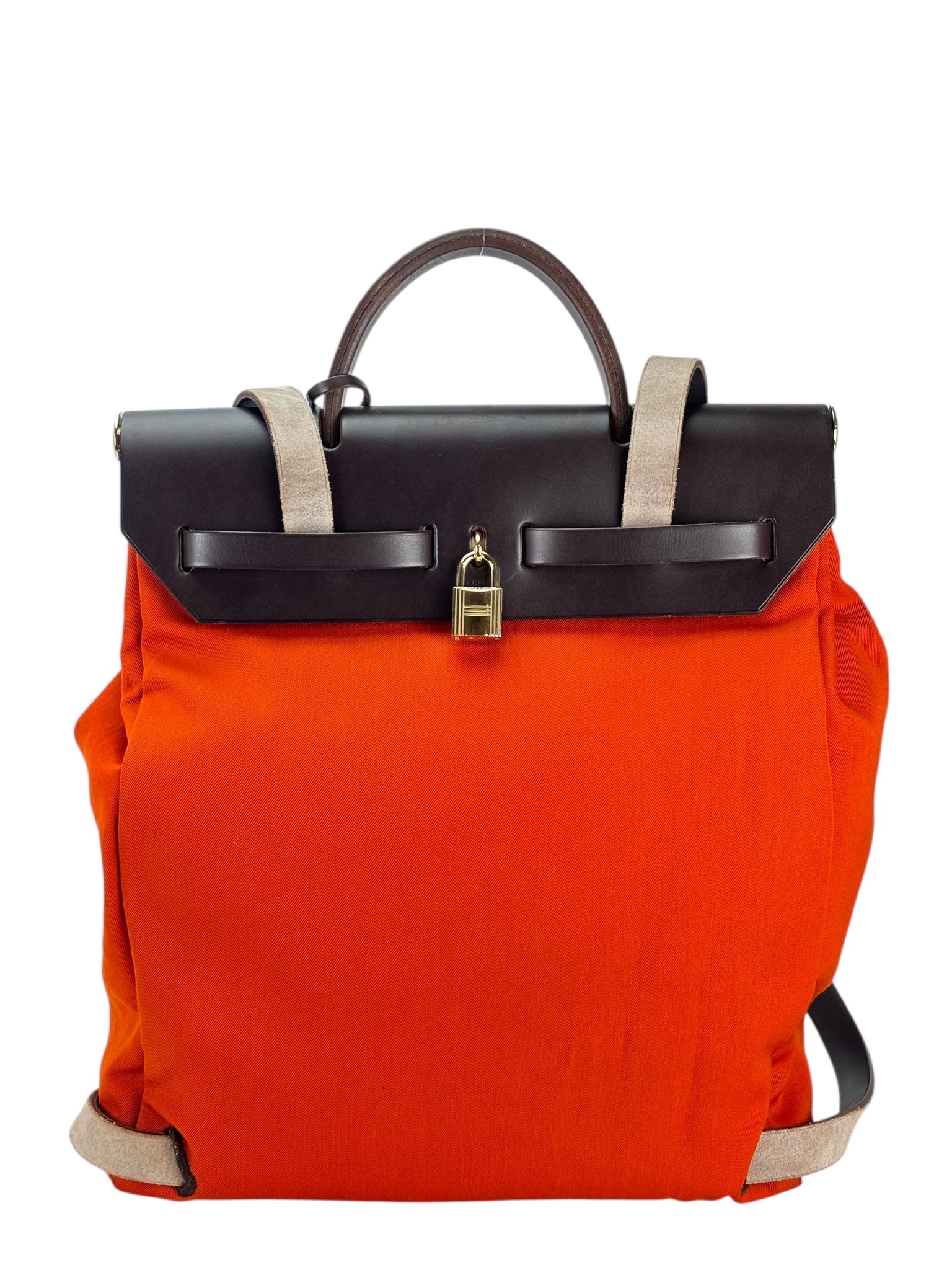 HERMES - Herbag Zip 31 (PM) Orange Red Airbag Addo Backpack Gold Hardware