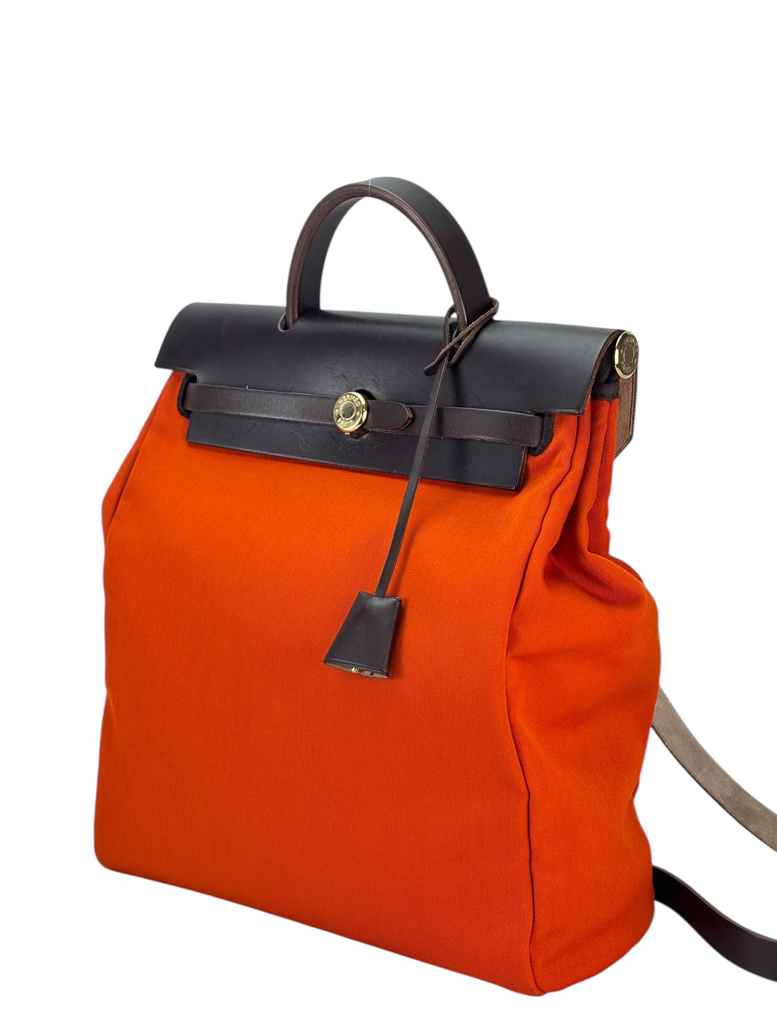 HERMES - Herbag Zip 31 (PM) Orange Red Airbag Addo Backpack Gold Hardware