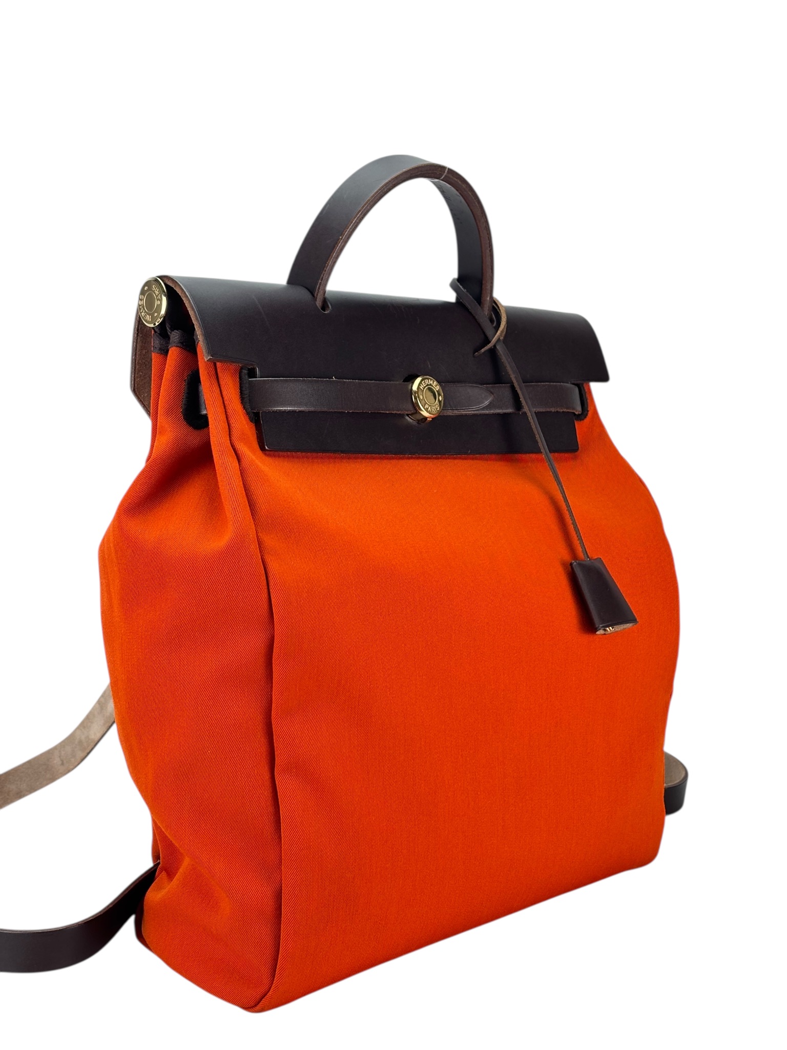 HERMES - Herbag Zip 31 (PM) Orange Red Airbag Addo Backpack Gold Hardware