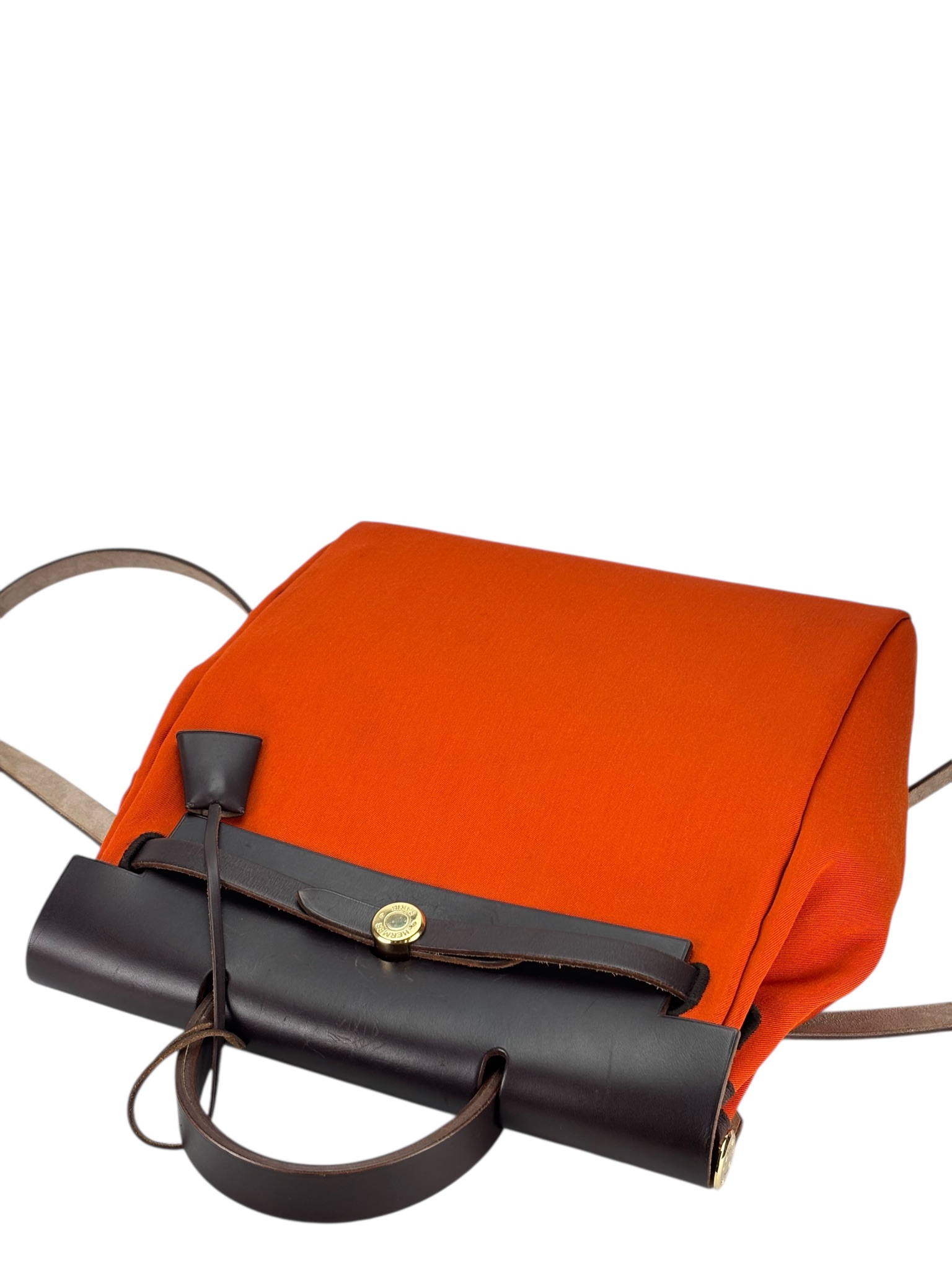 HERMES - Herbag Zip 31 (PM) Orange Red Airbag Addo Backpack Gold Hardware