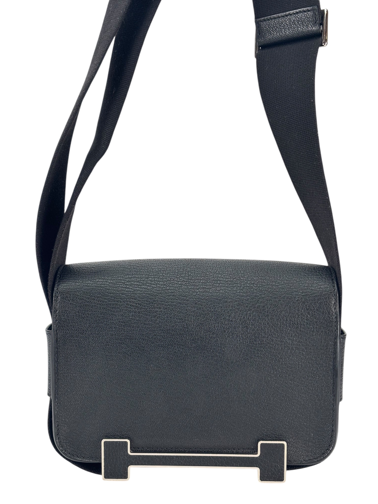 HERMES - Geta Chevre 89 Noir Silver Hardware