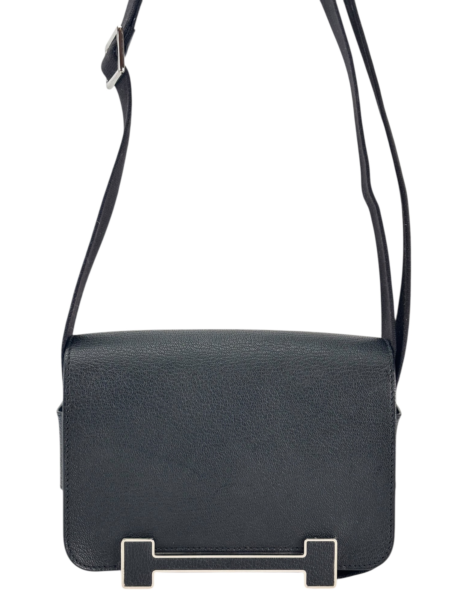 HERMES - Geta Chevre 89 Noir Silver Hardware