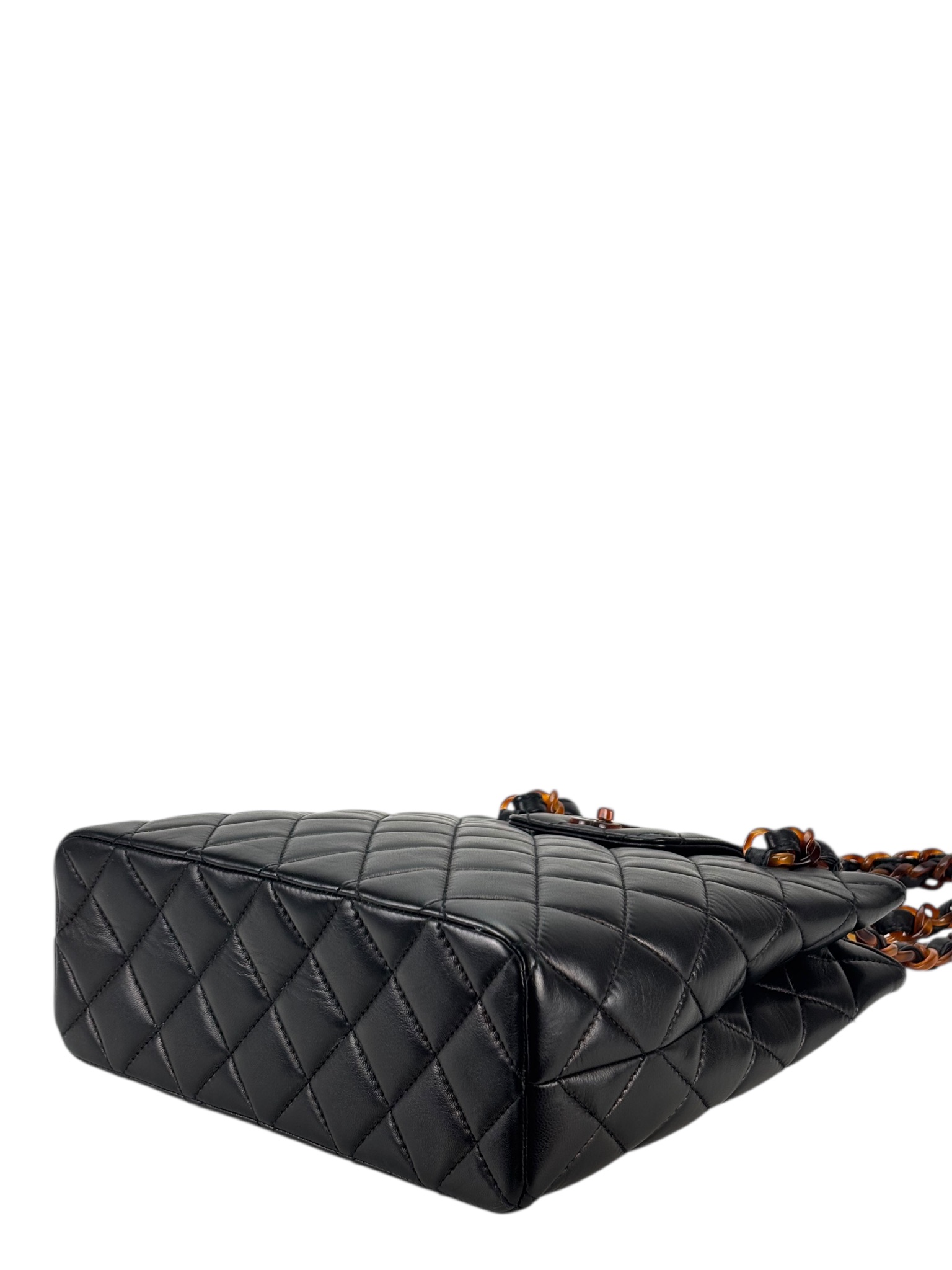 CHANEL - Black Lambskin Tortoise Chain Tote Bag