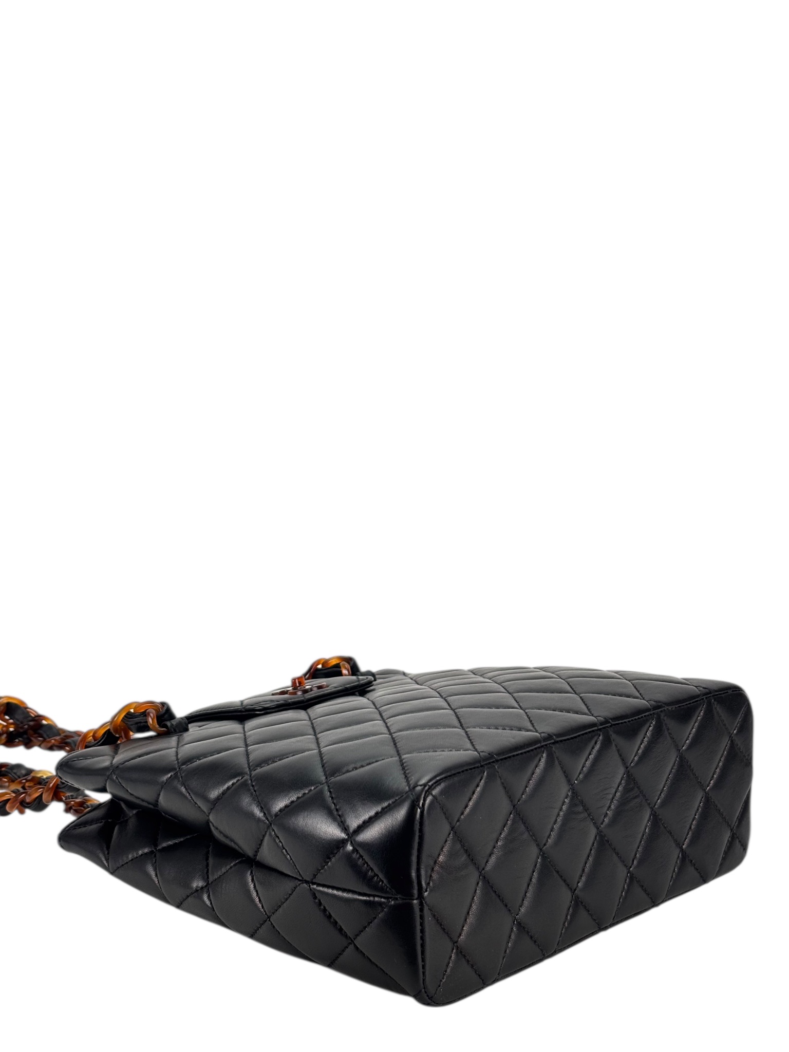 CHANEL - Black Lambskin Tortoise Chain Tote Bag