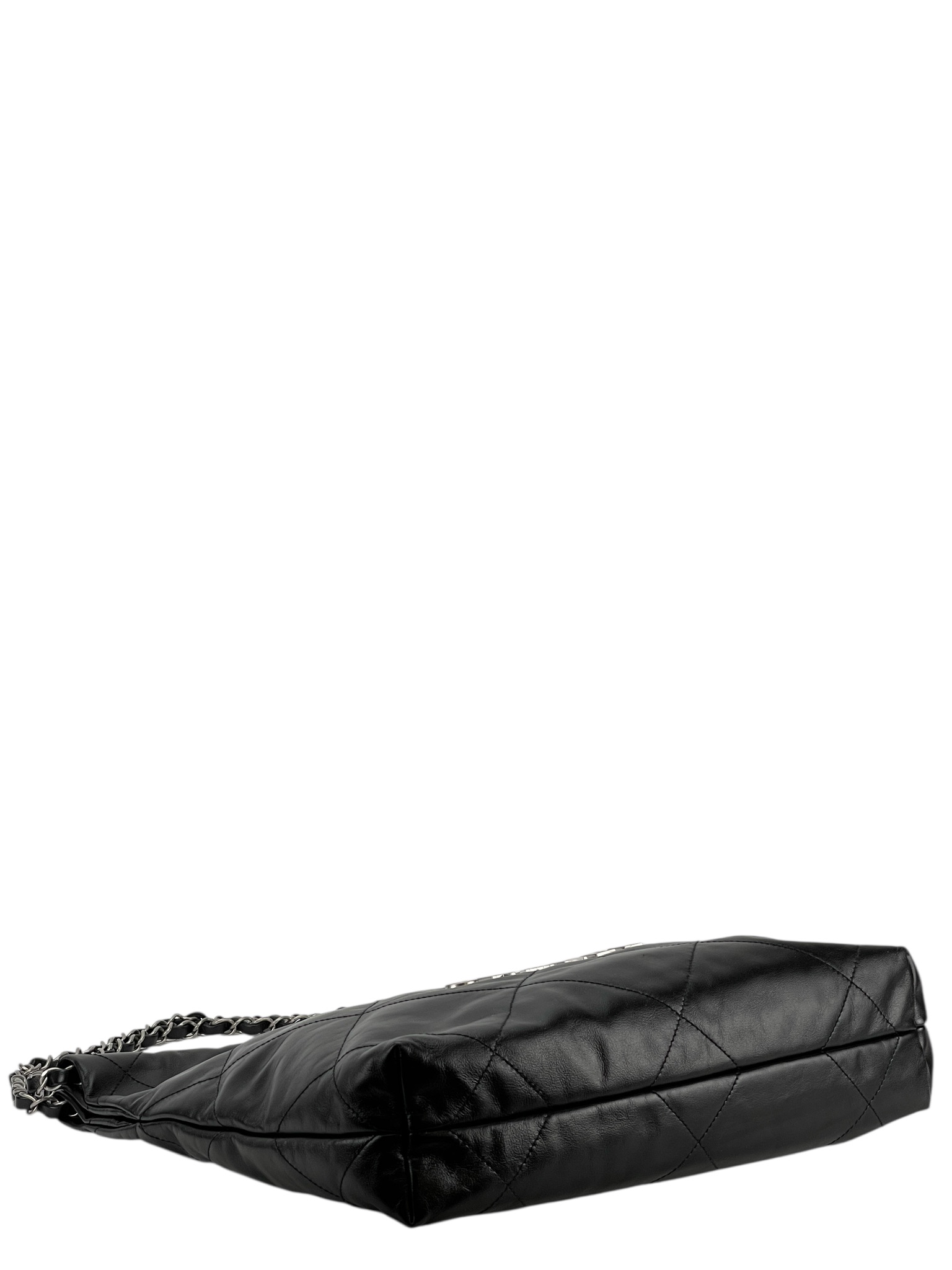 CHANEL - Small 22 Bag Black Calfskin Silver Hardware