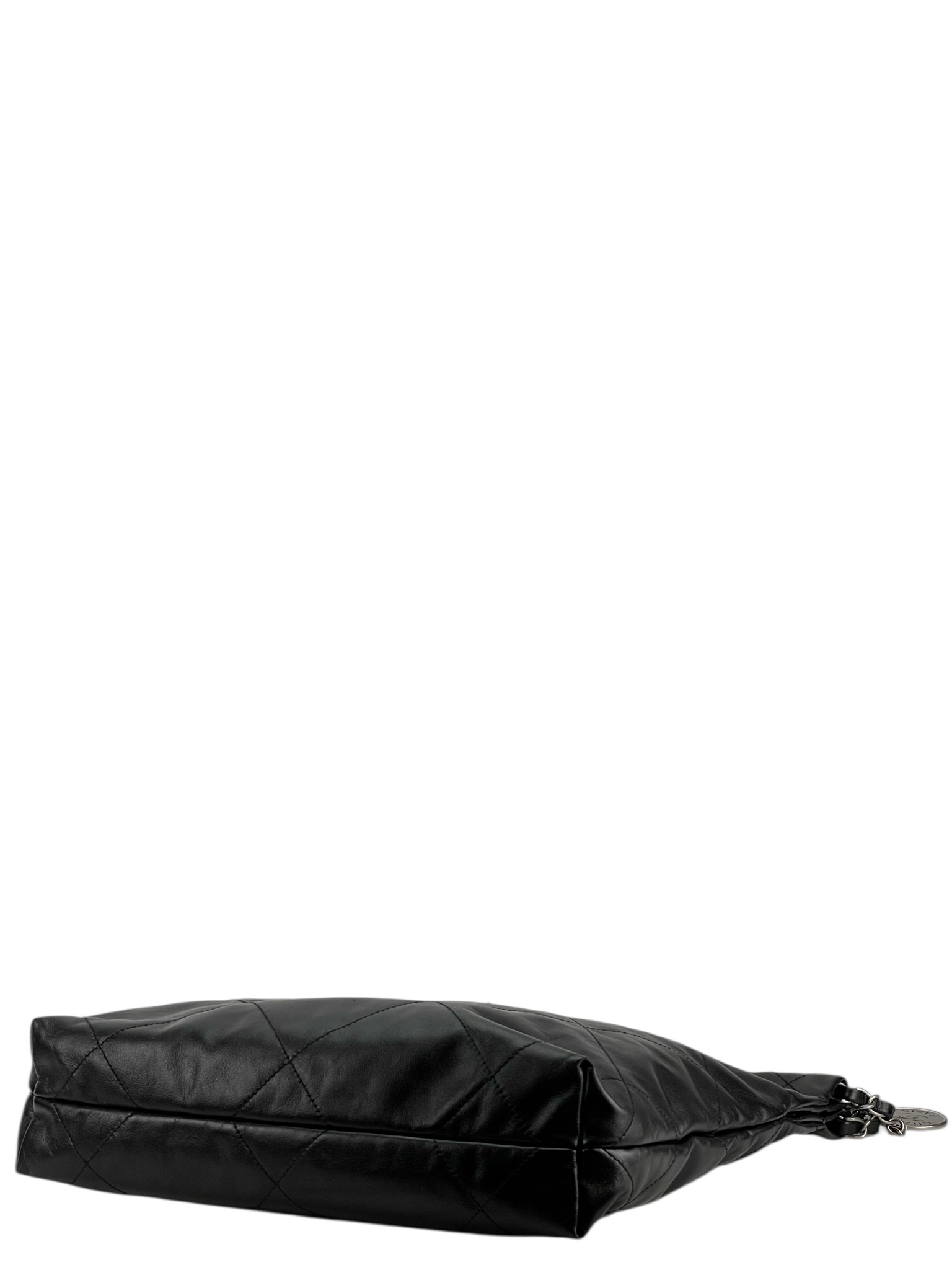 CHANEL - Small 22 Bag Black Calfskin Silver Hardware