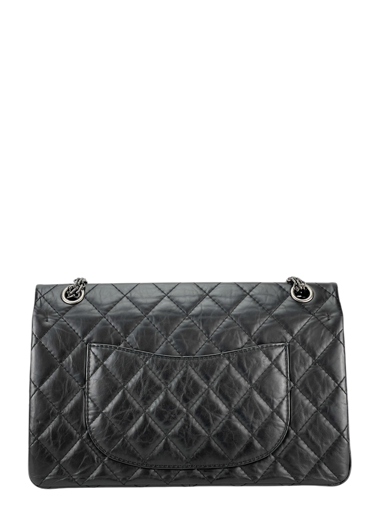 CHANEL - 2.55 Reissue 227 Flap Black Calfskin Quilted Ruthenium