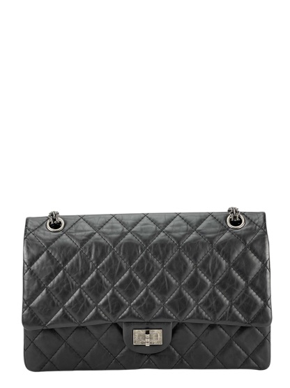 CHANEL - 2.55 Reissue 227 Flap Black Calfskin Quilted Ruthenium Hardware