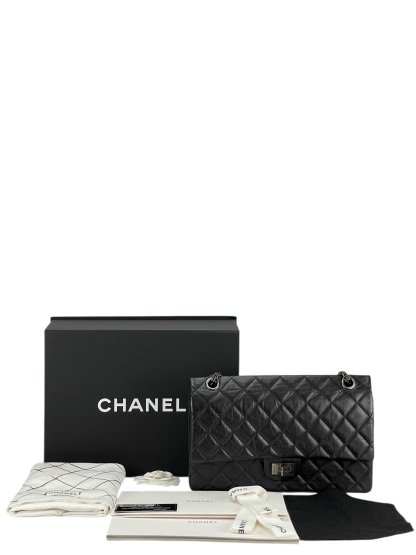 CHANEL - 2.55 Reissue 227 Flap Black Calfskin Quilted Ruthenium Hardware