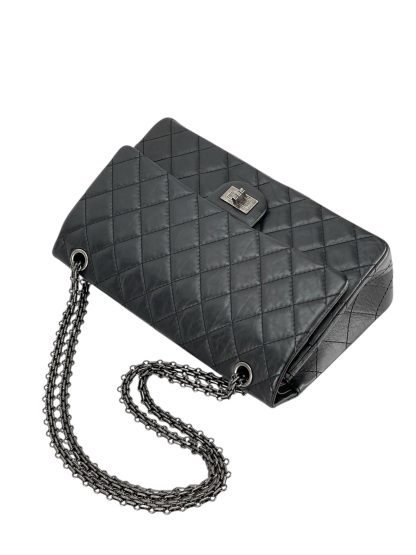 CHANEL - 2.55 Reissue 227 Flap Black Calfskin Quilted Ruthenium Hardware