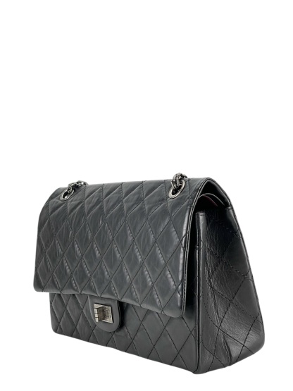 CHANEL - 2.55 Reissue 227 Flap Black Calfskin Quilted Ruthenium Hardware