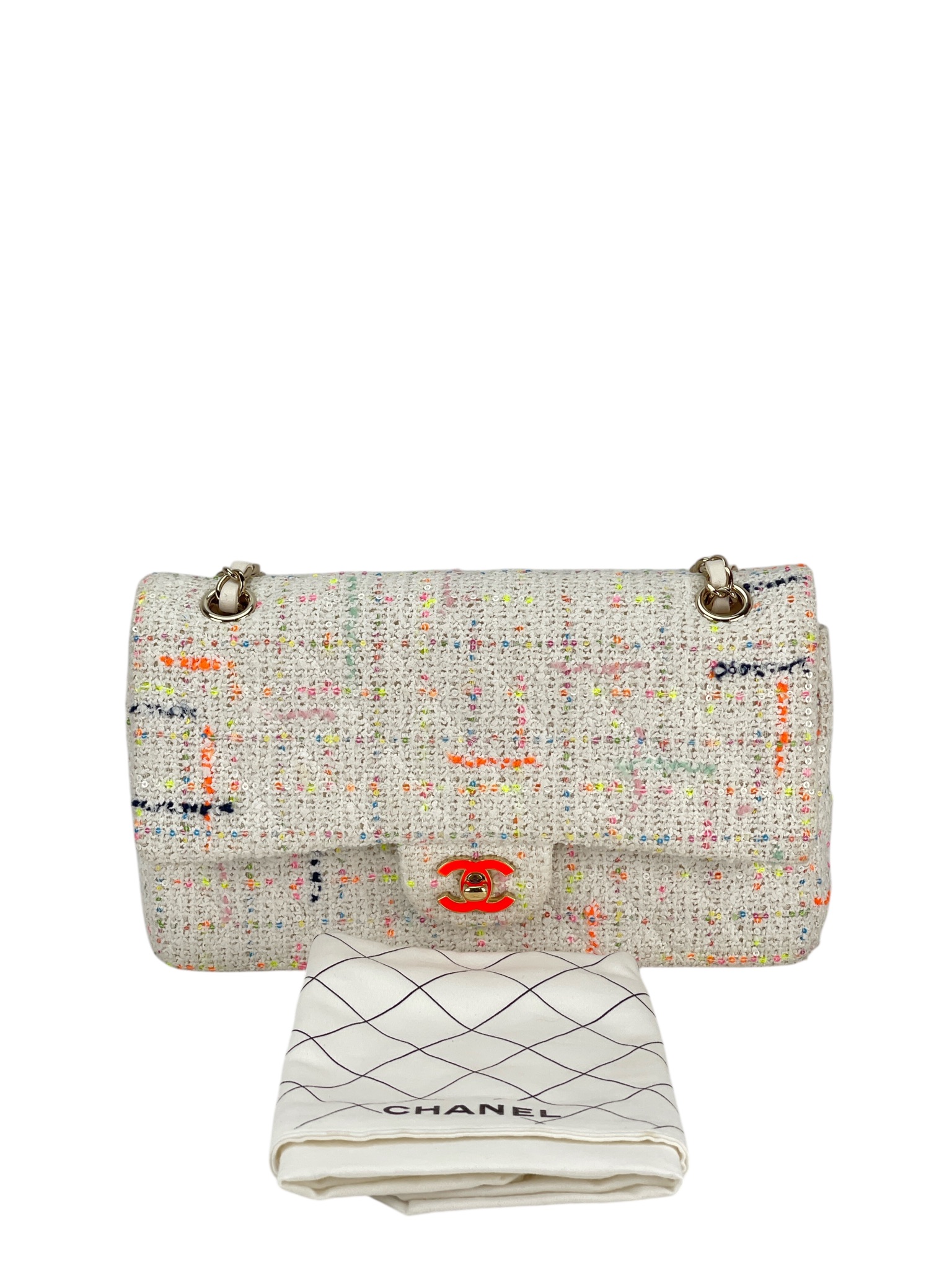 CHANEL - Medium Classic Double Flap Bag Multicolor Tweed (CF25)
