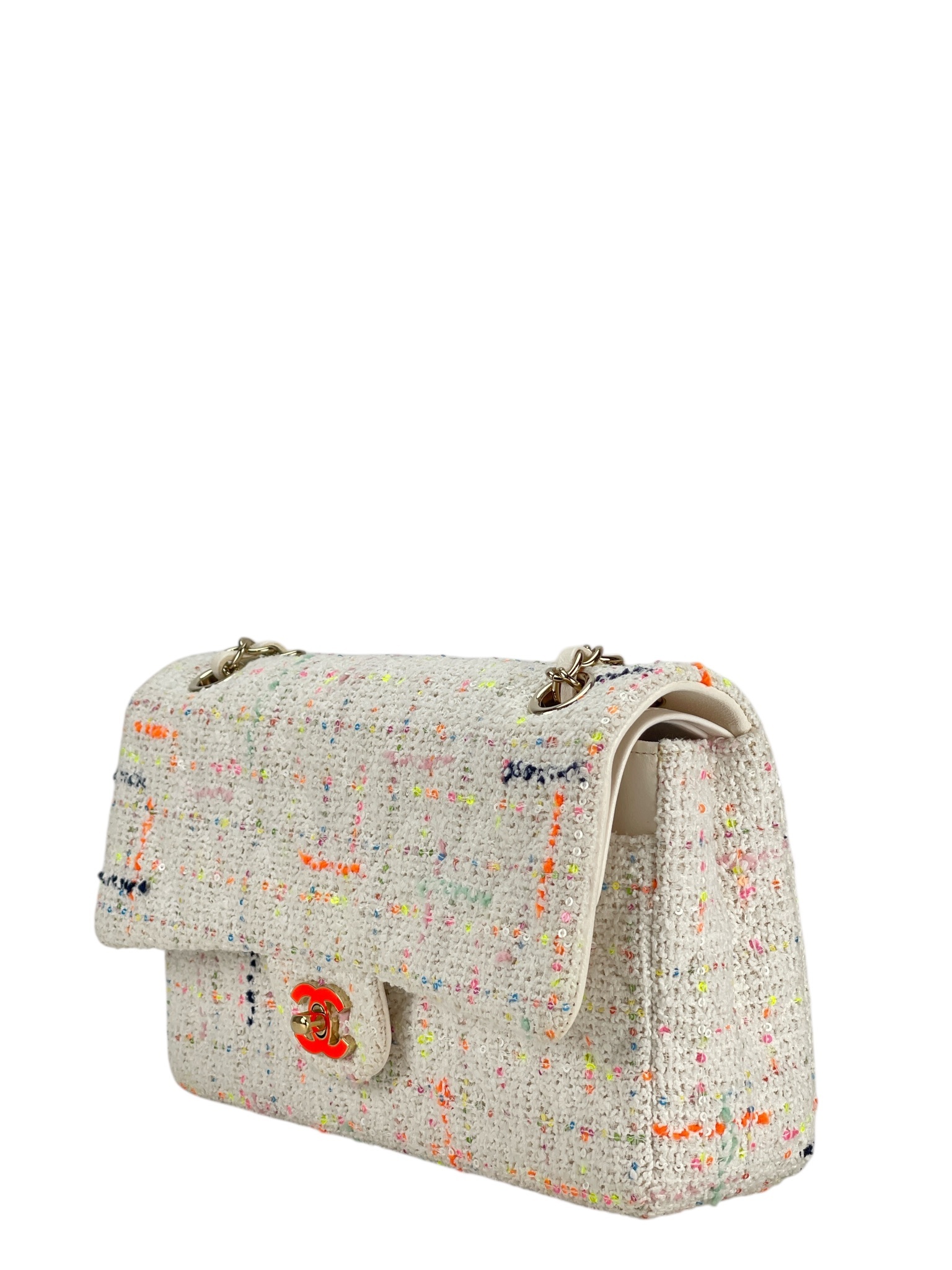 CHANEL - Medium Classic Double Flap Bag Multicolor Tweed (CF25)