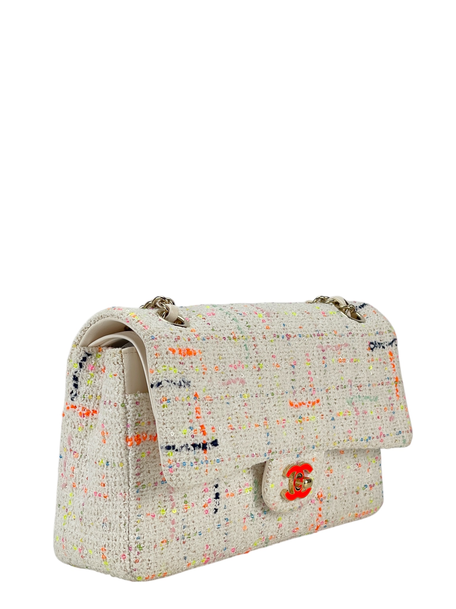 CHANEL - Medium Classic Double Flap Bag Multicolor Tweed (CF25)