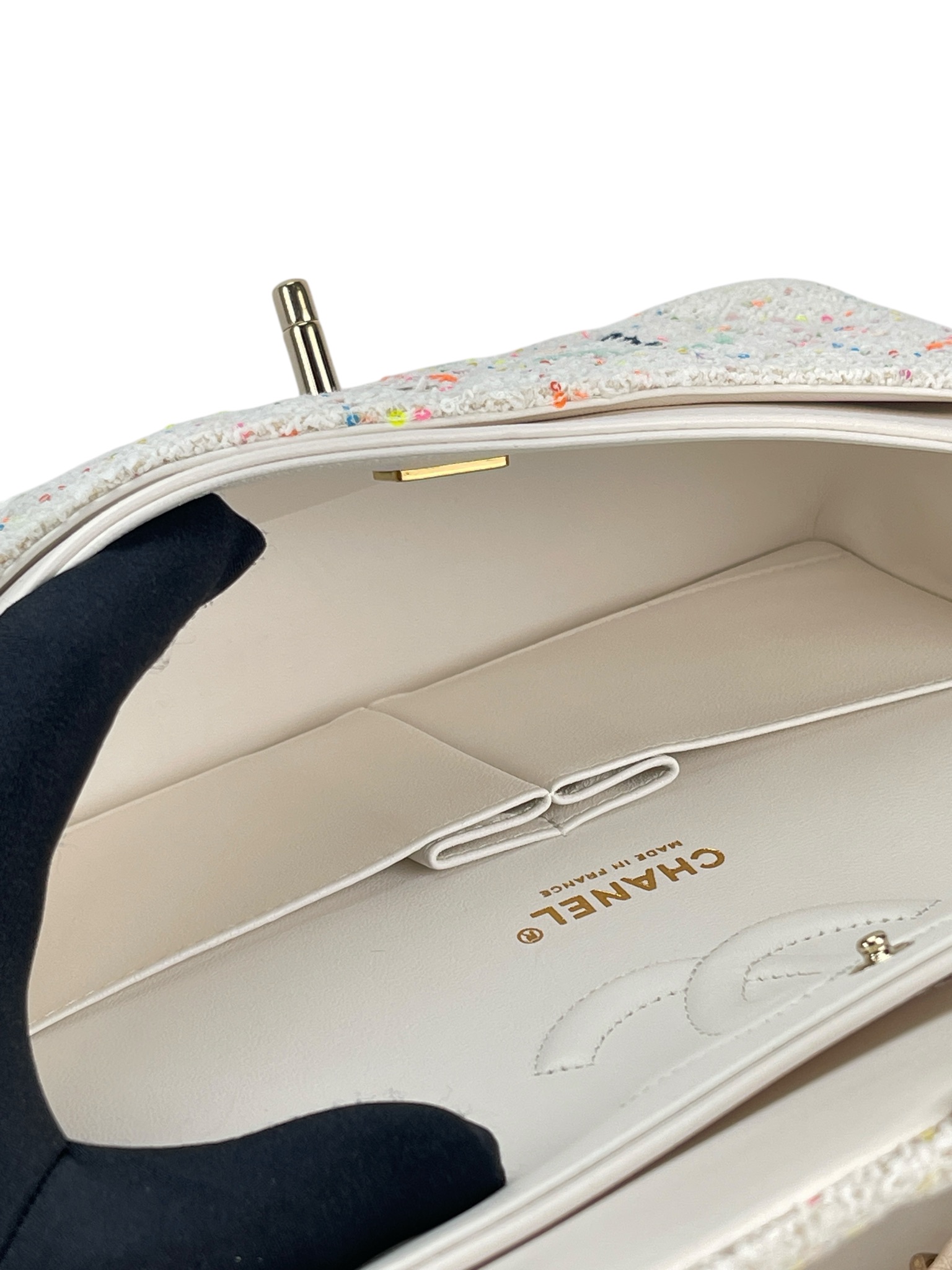 CHANEL - Medium Classic Double Flap Bag Multicolor Tweed (CF25)