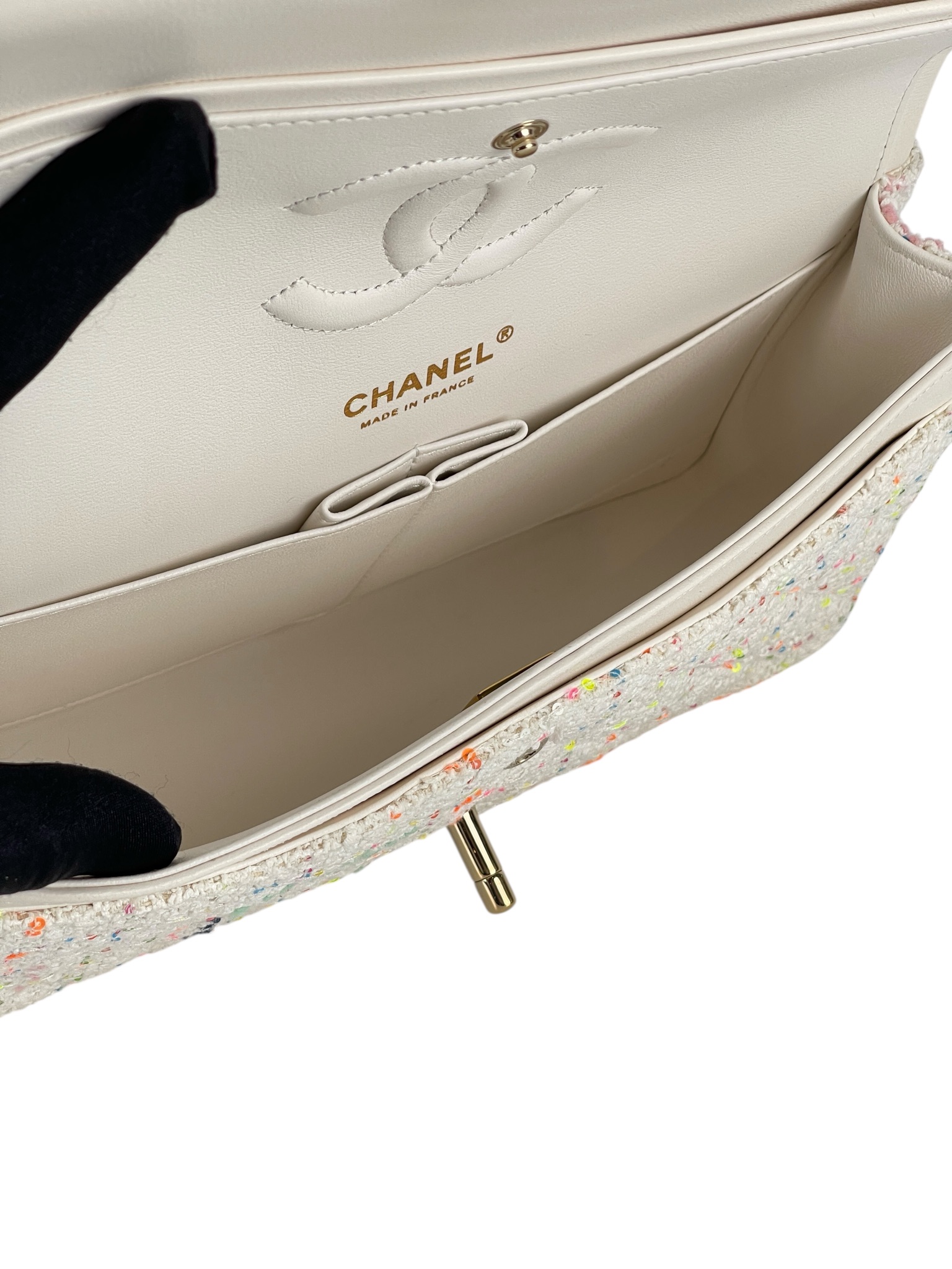 CHANEL - Medium Classic Double Flap Bag Multicolor Tweed (CF25)