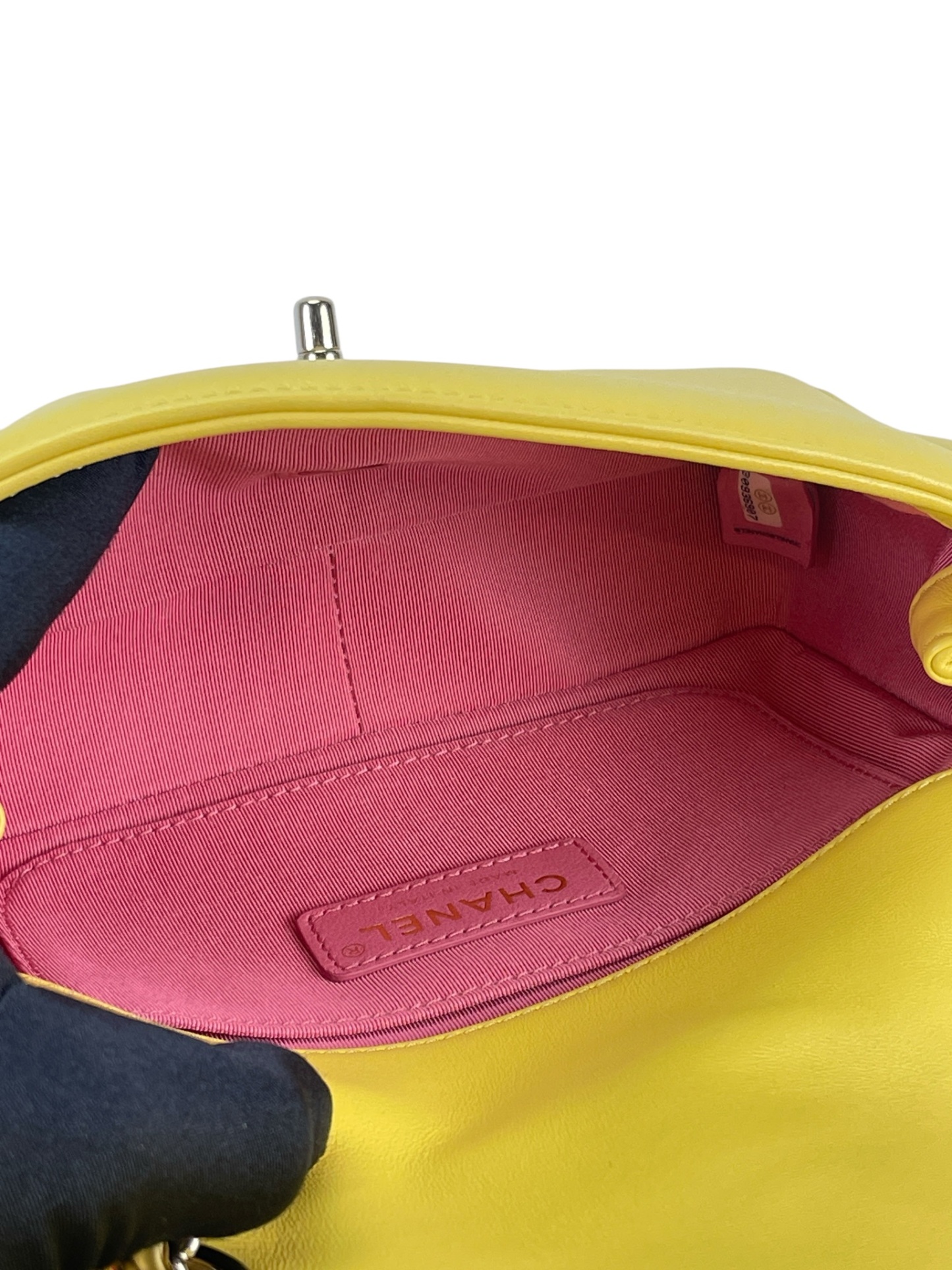 CHANEL - Yellow Small Lambskin Entwined Chain Bag