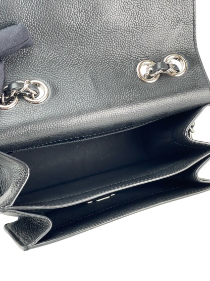 CHANEL - Black Sliver Caviar Quilted CC Box Flap Bag